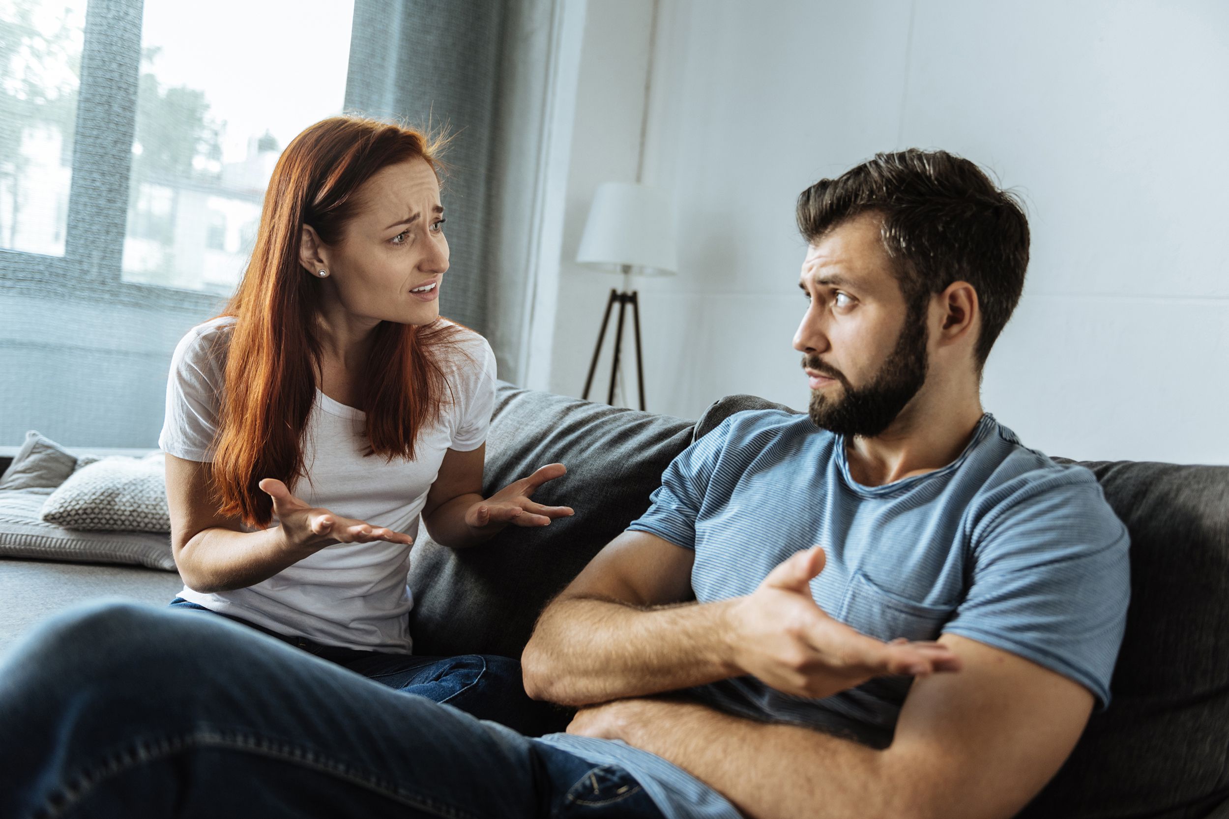 nervous unhappy woman expressing her feelings