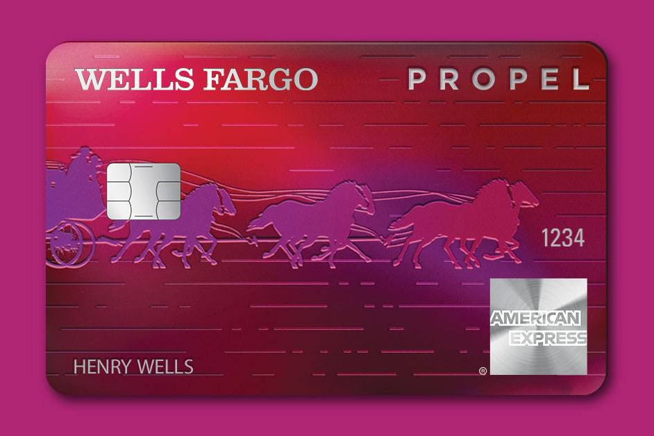wells fargo propel card against solid background