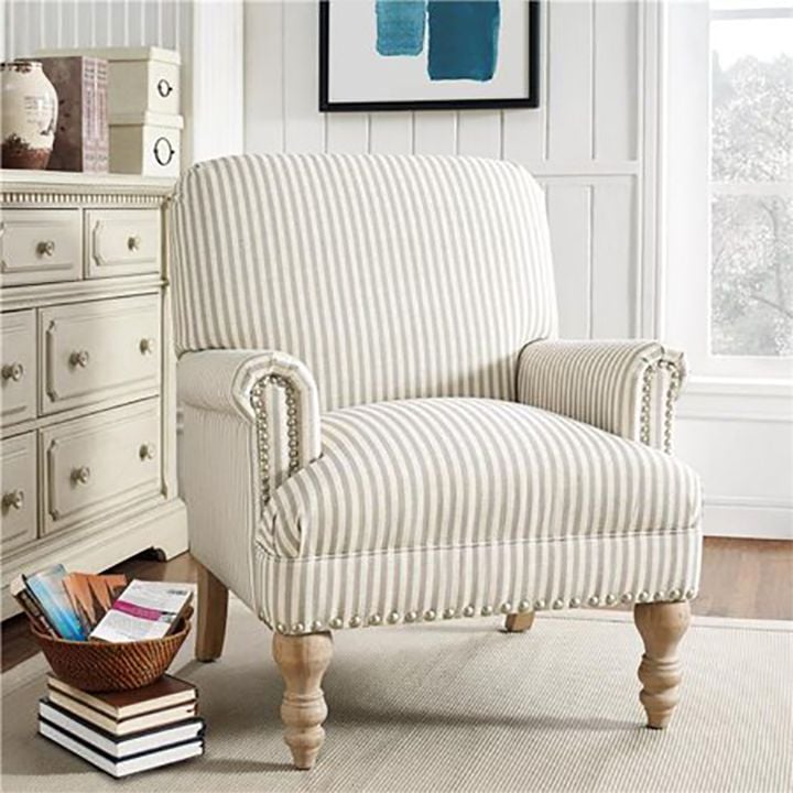 Dorel Living Jaya Beige Stripe Accent Chair
