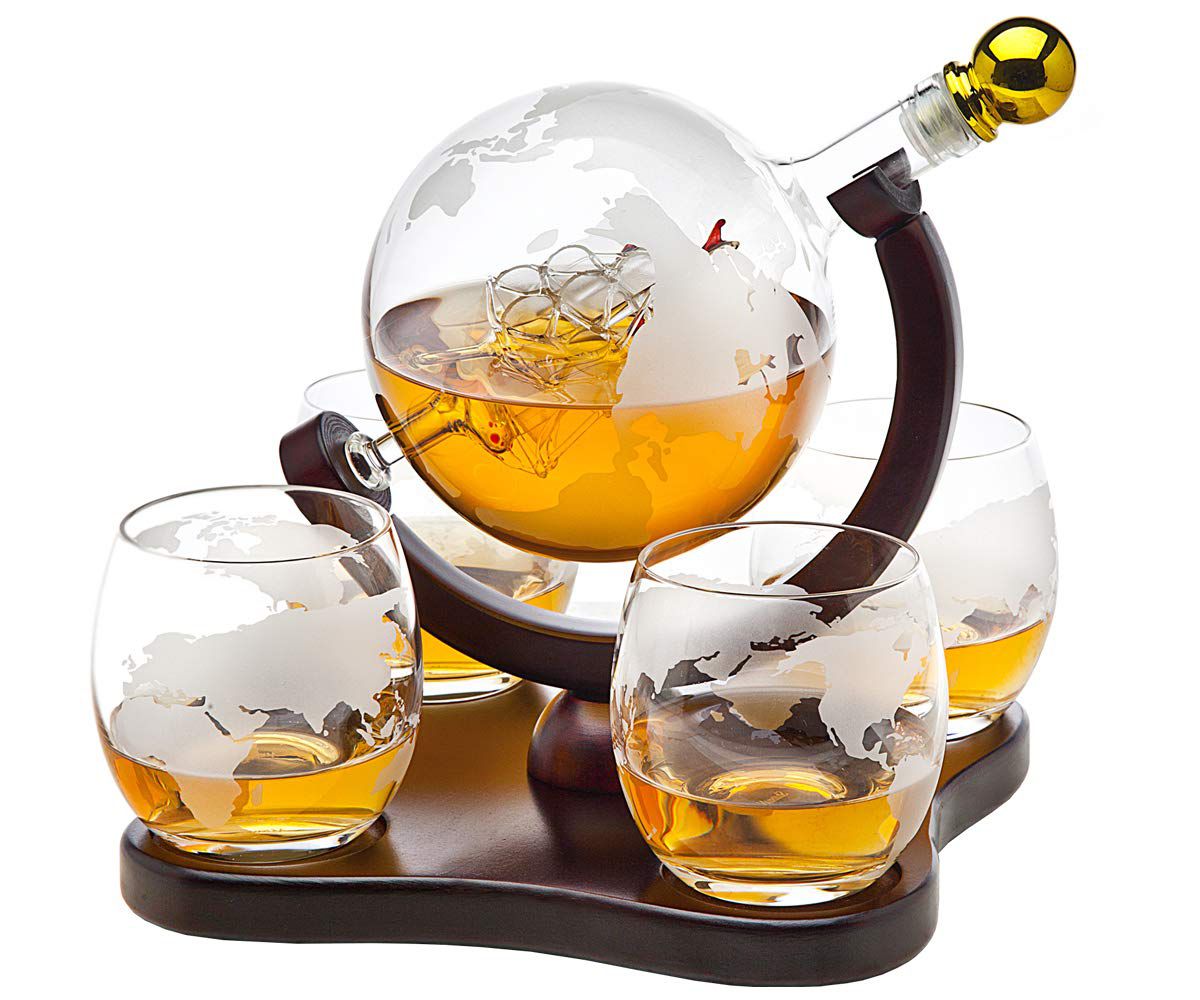 Godinger Globe Whiskey Decanter Set