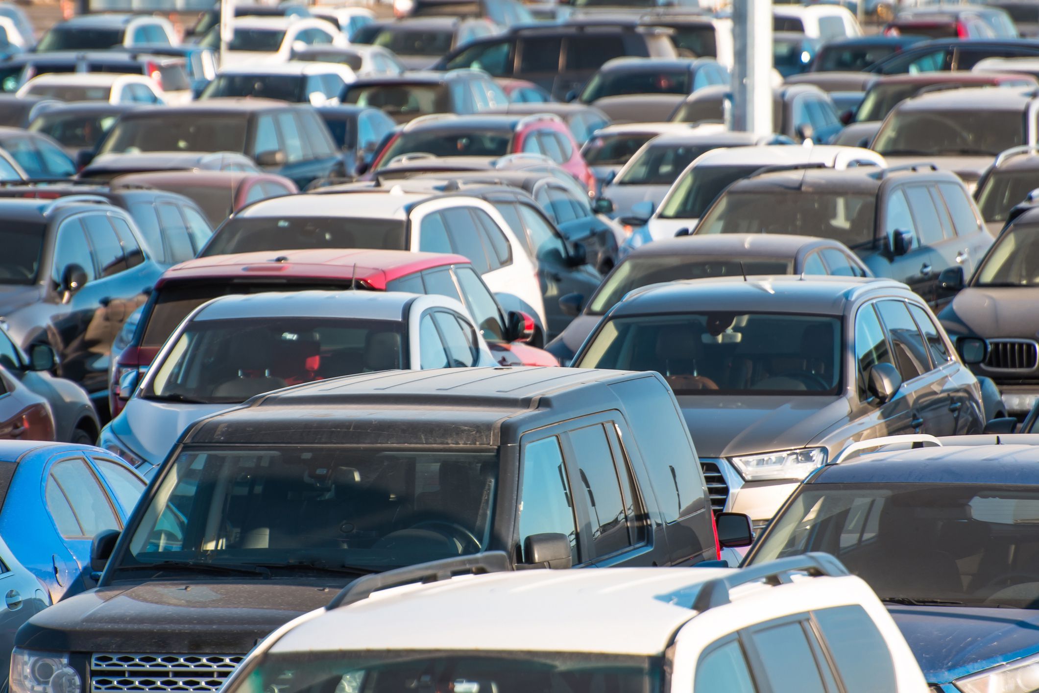 Roofs of cars in the parking lot