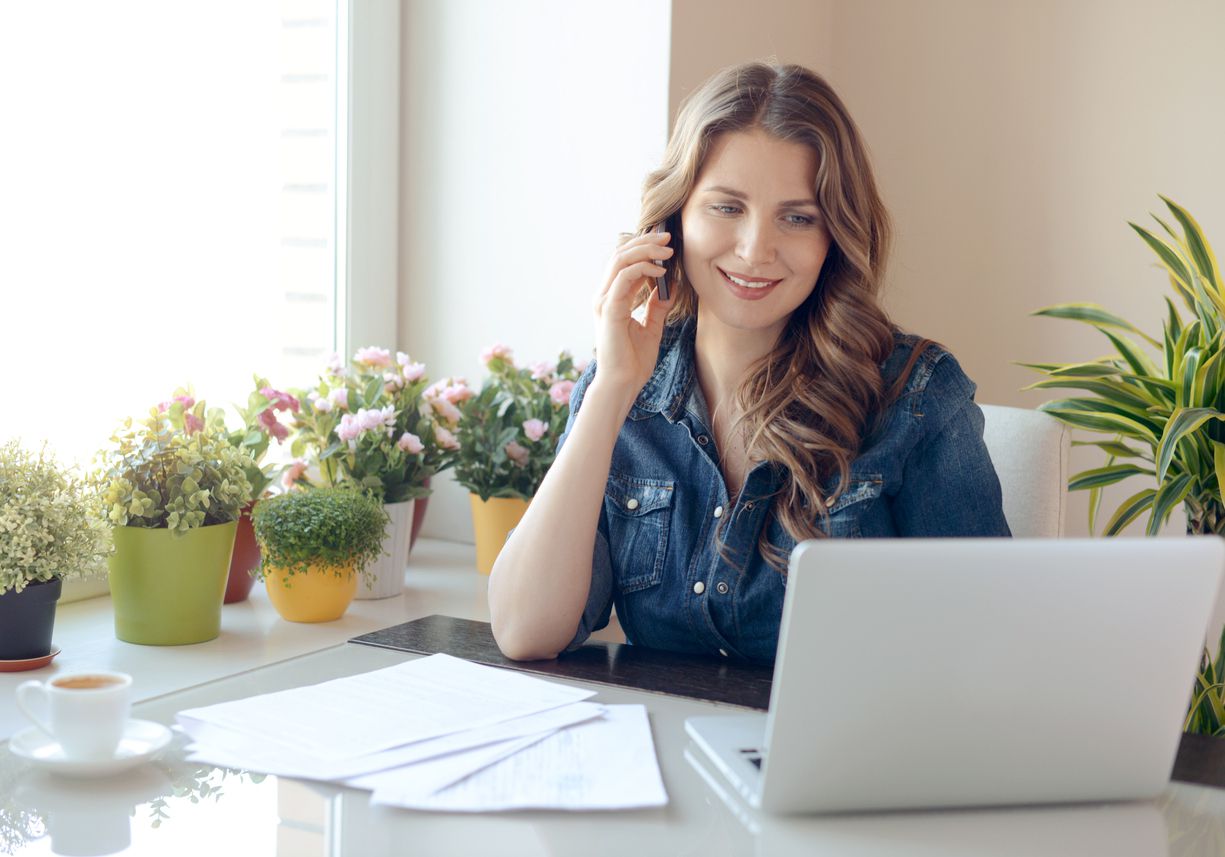 Woman on phone at home