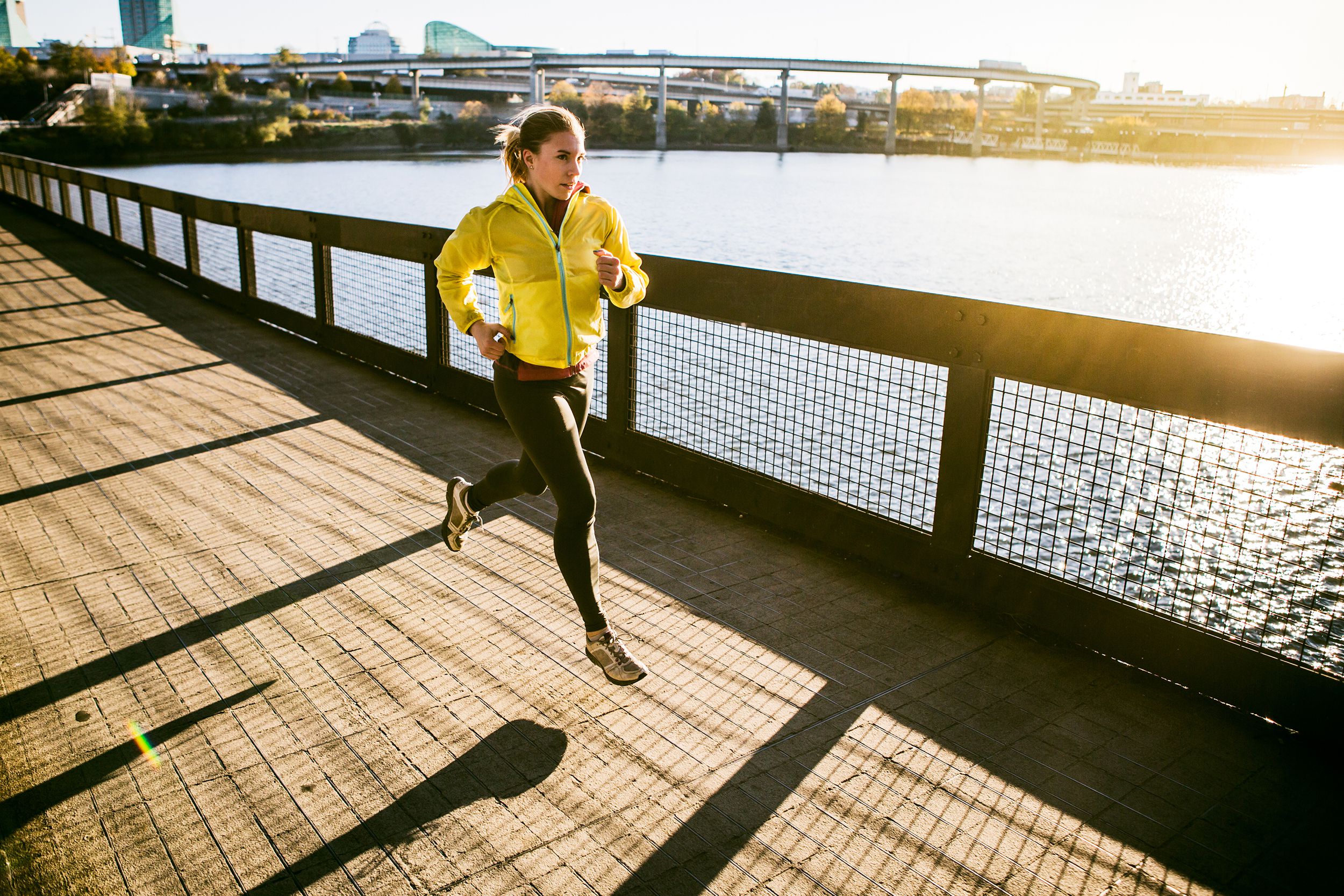 woman jogging at Portland Waterfront