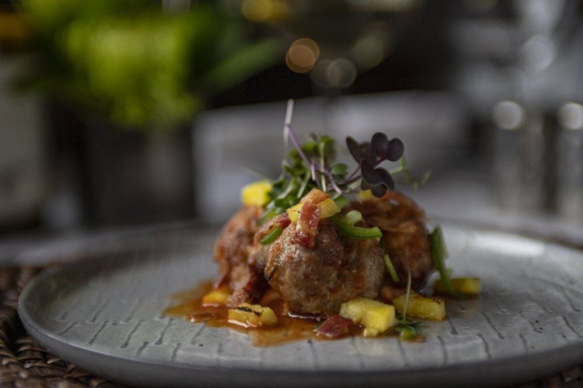 wild boar meatballs on plate at 1776, Crystal Lake, Illinois