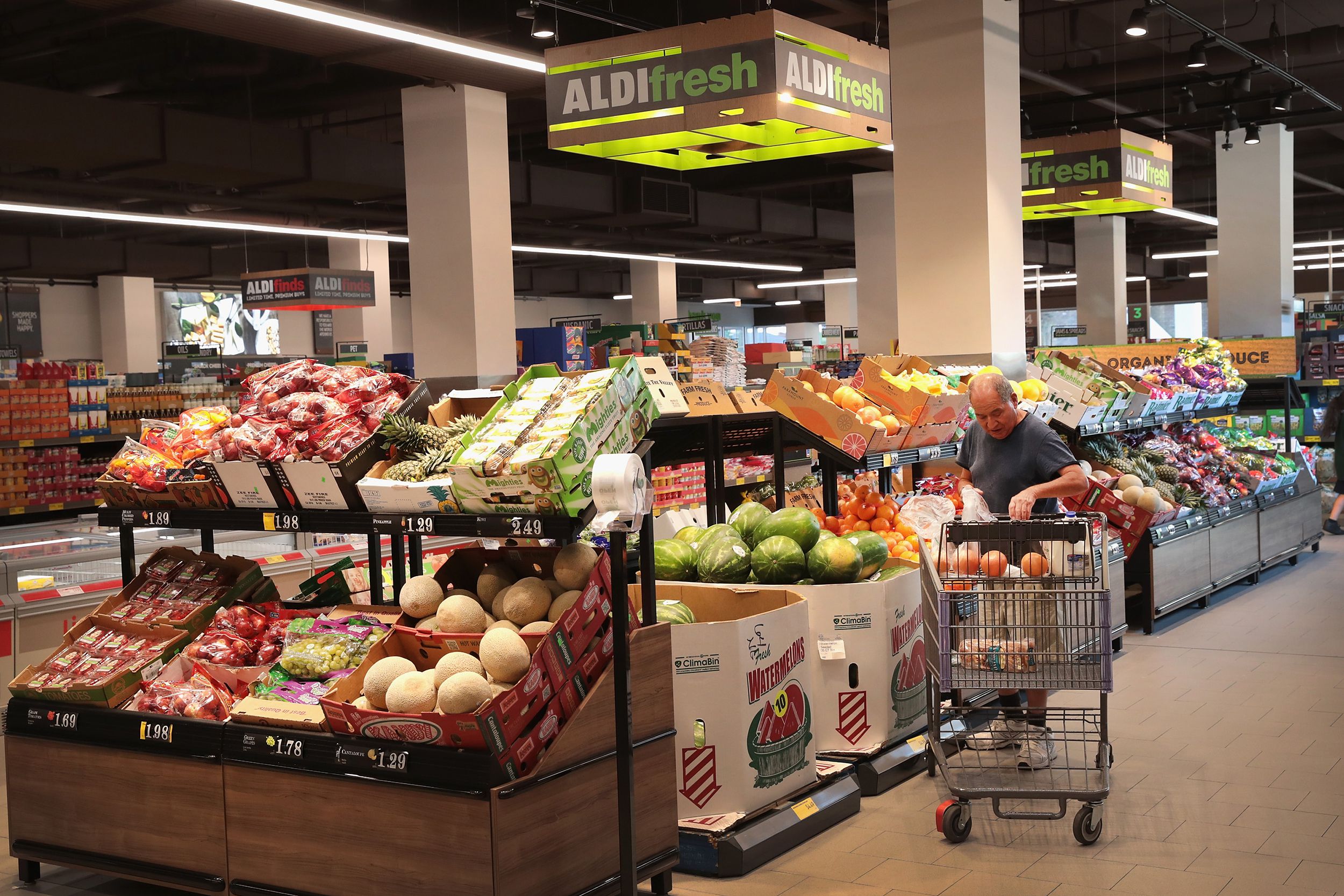 Aldi shopper in produce section
