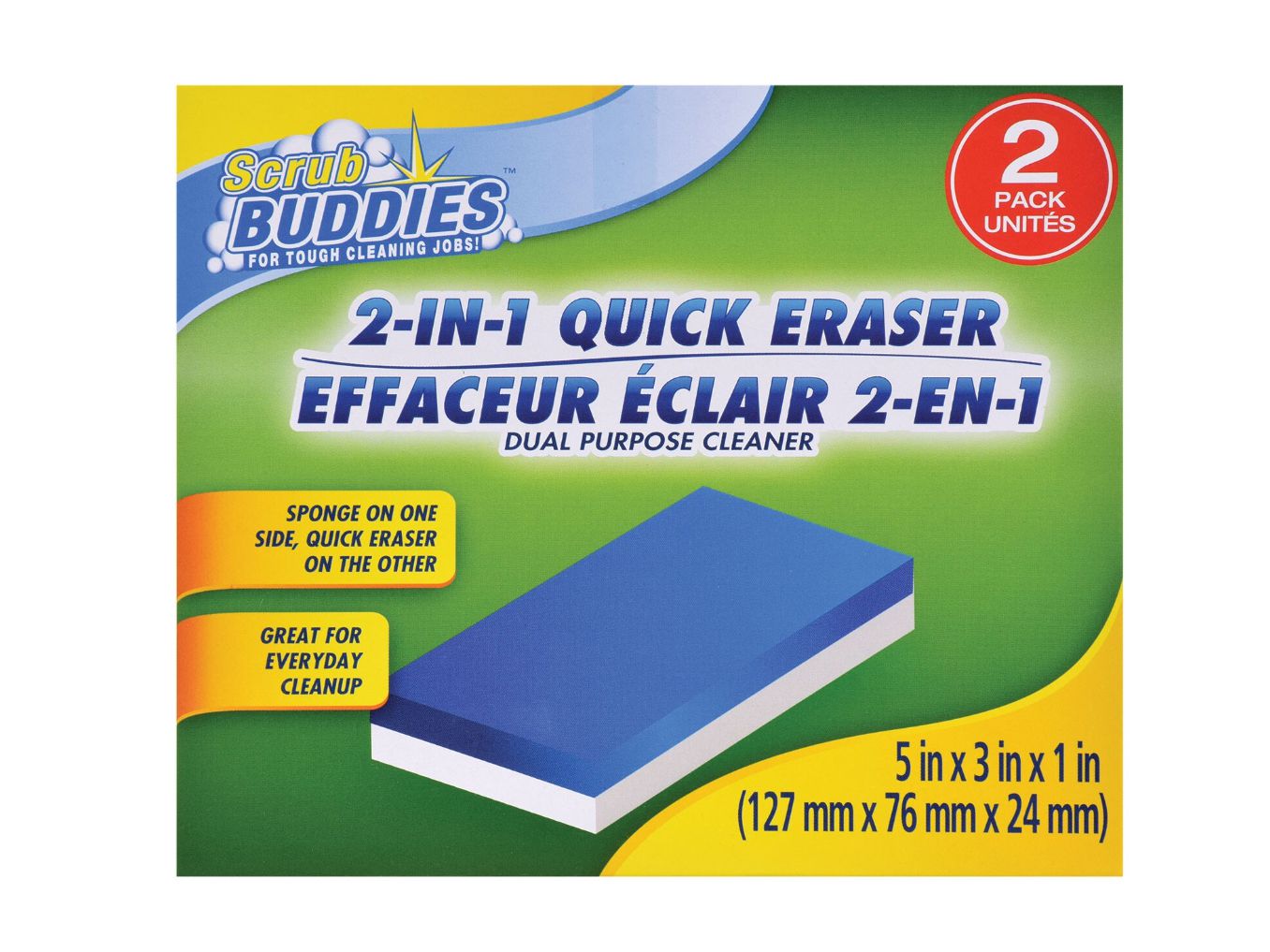 Scrub Buddies 2-in-1 Quick Eraser, 2 ct.