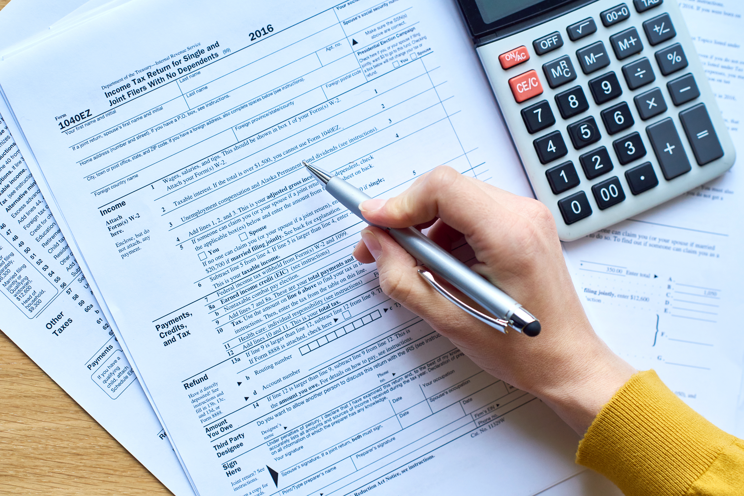 Woman doing her taxes