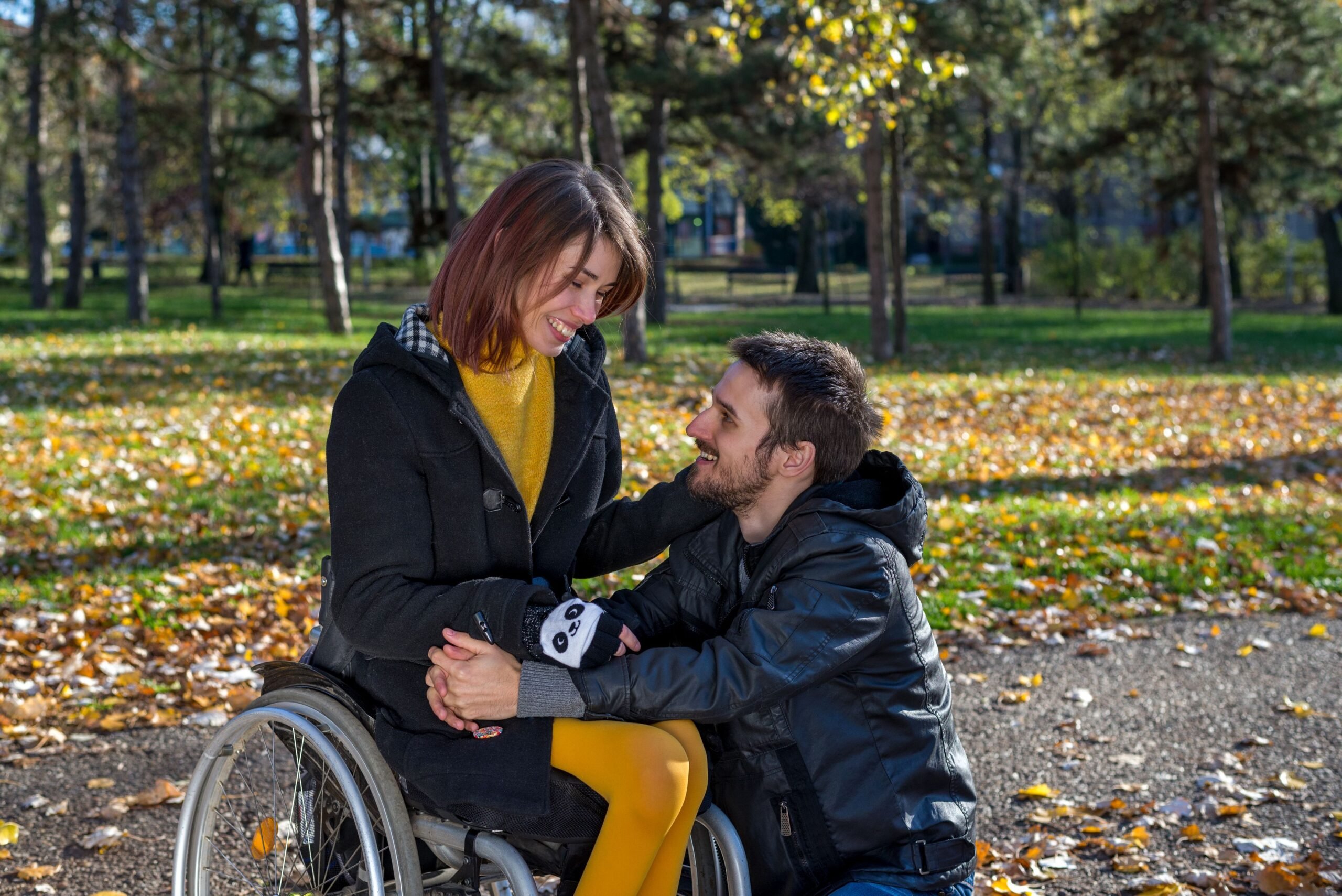 Girlfriend in wheelchair with boyfriend