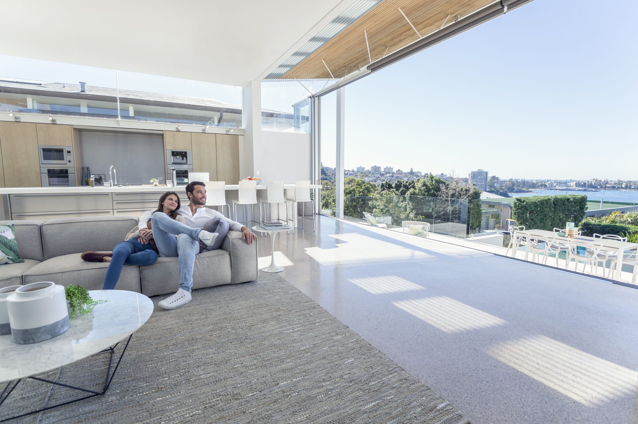 Couple sitting in a luxury house