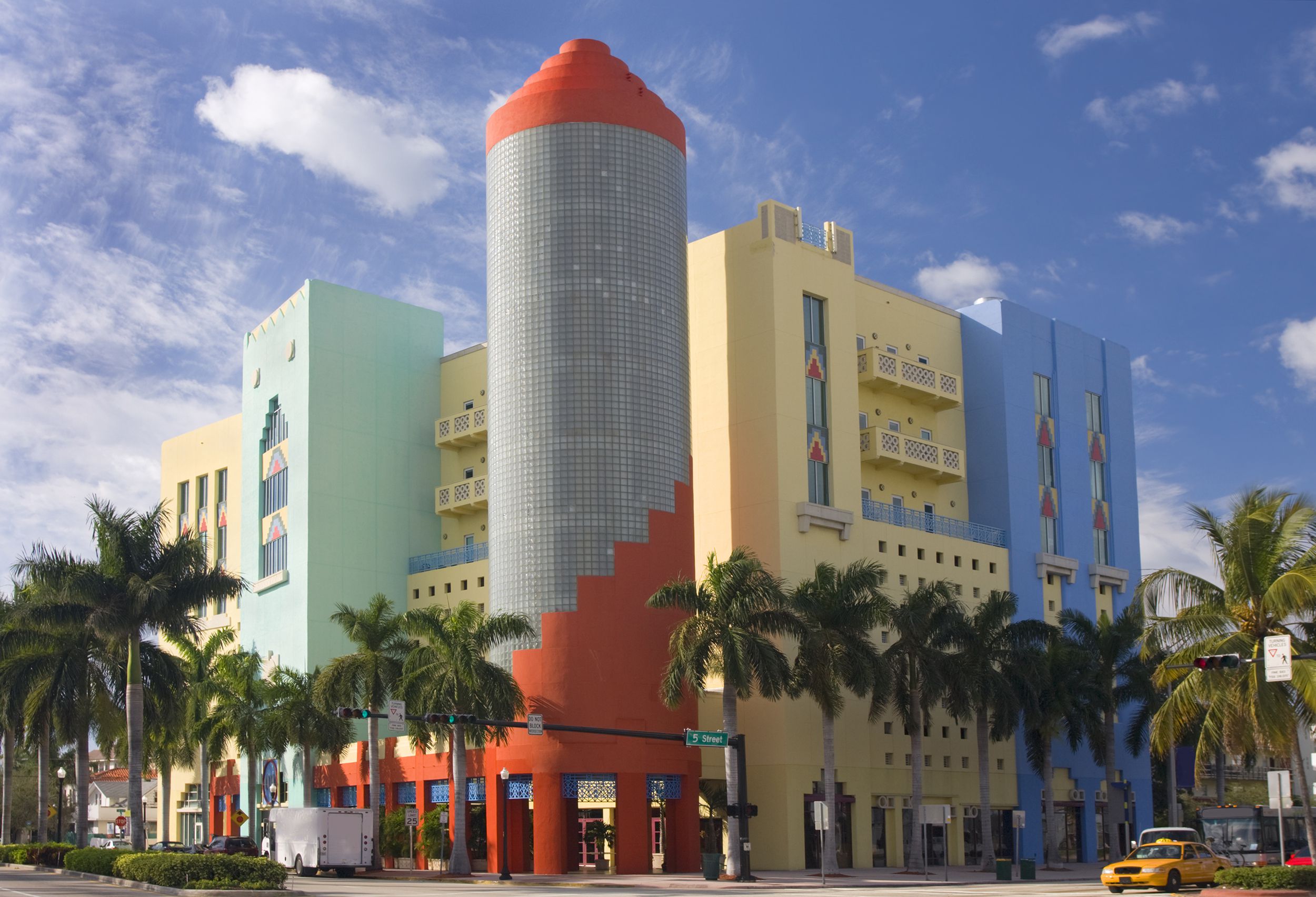 multicolored Art Deco Building, Miami Beach