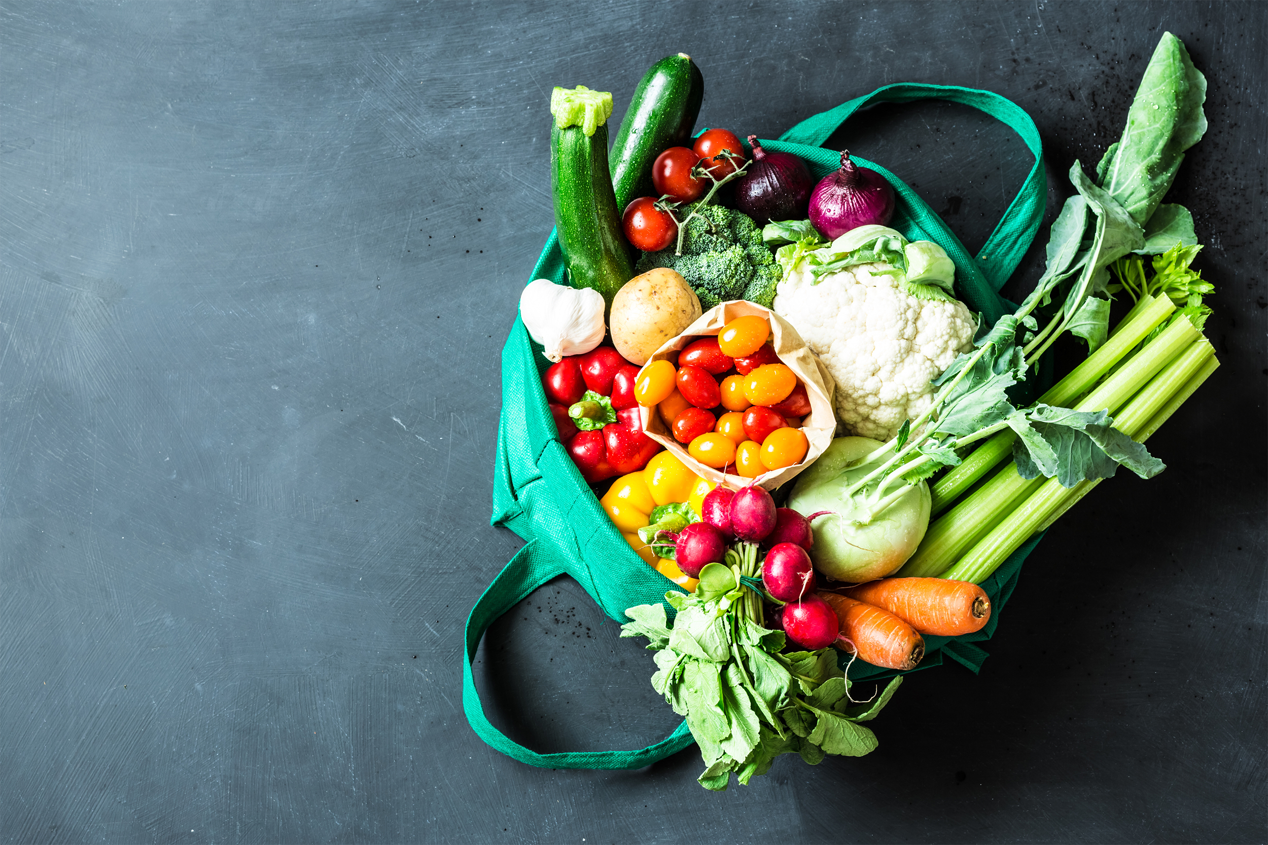 grocery bag with produce