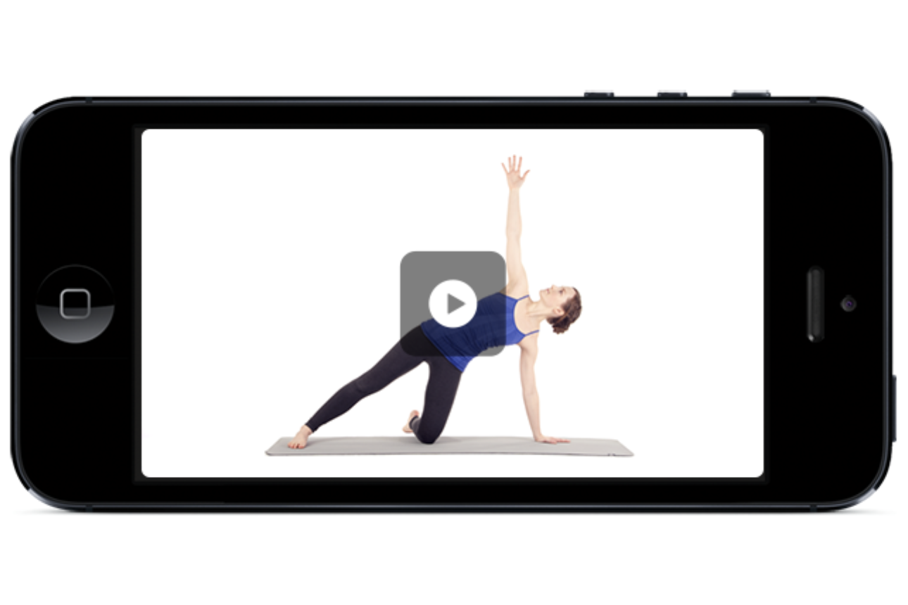 phone with yoga video from yoga studio