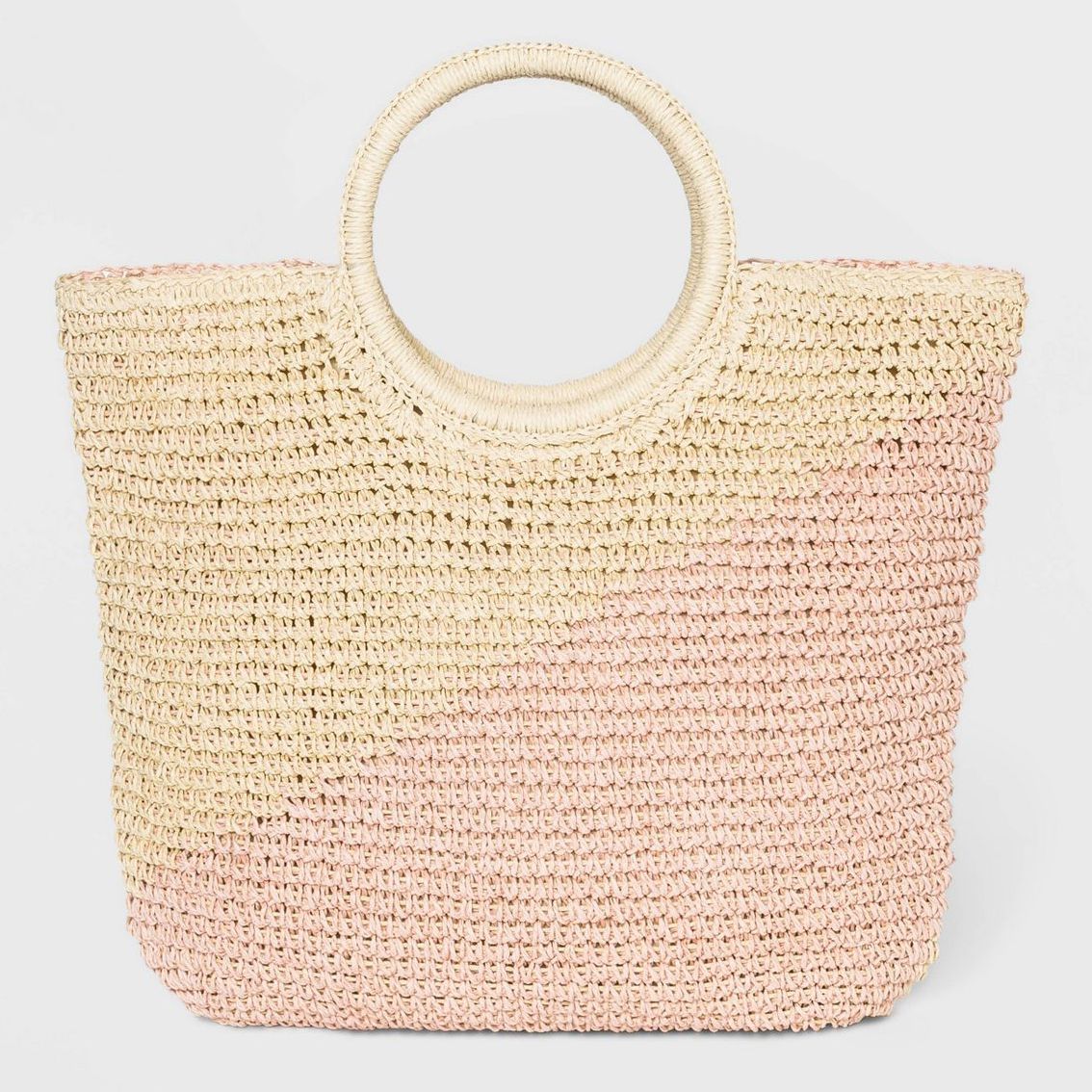 Straw Circle Handle Tote Handbag - A New Day™ Blush