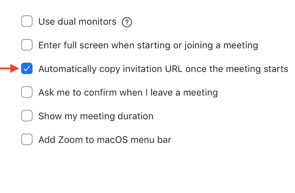 Zoom: Auto-Copy Invite URL