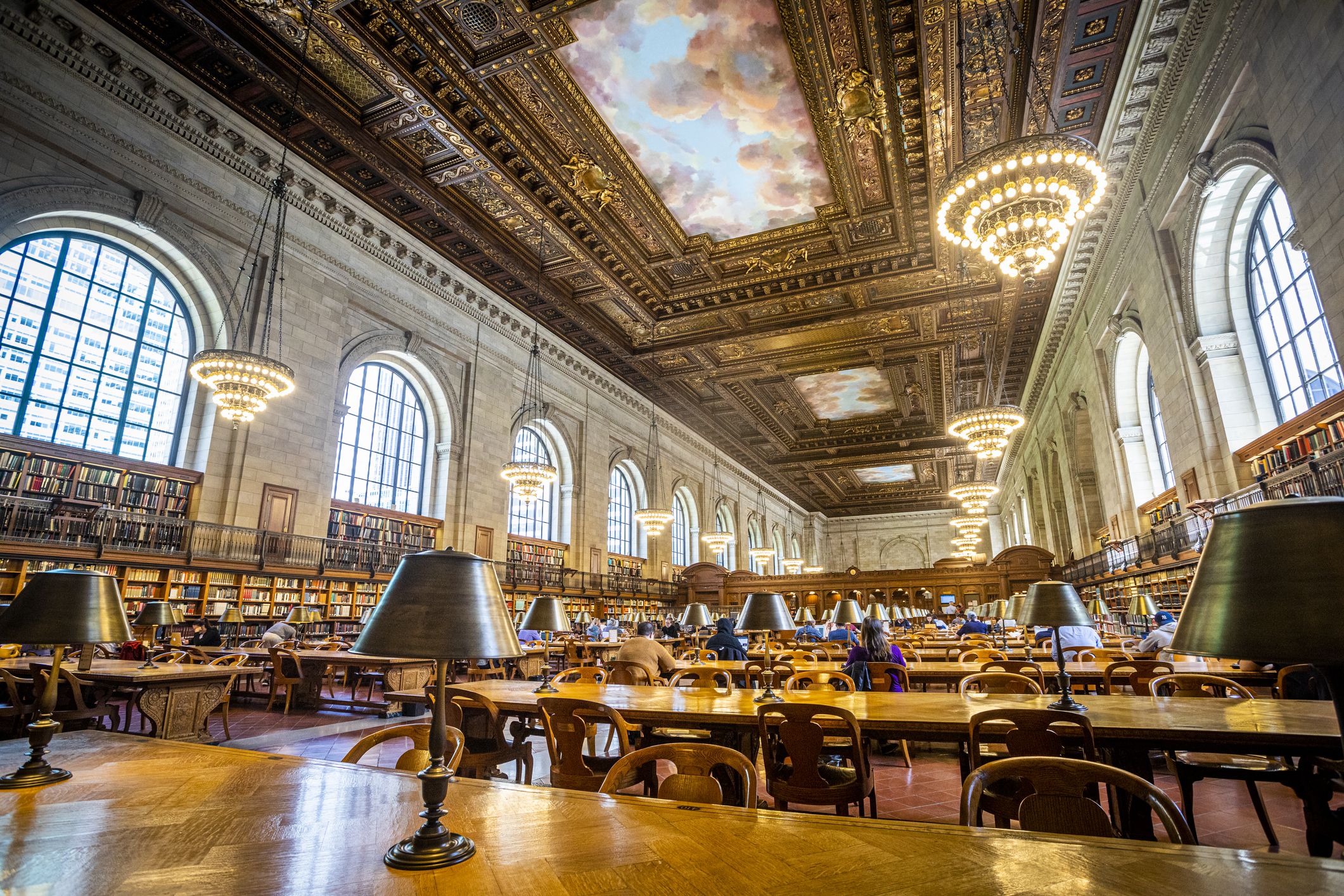 The interior of the New York Public Library Stephen A. Schwarzman Building reading room.