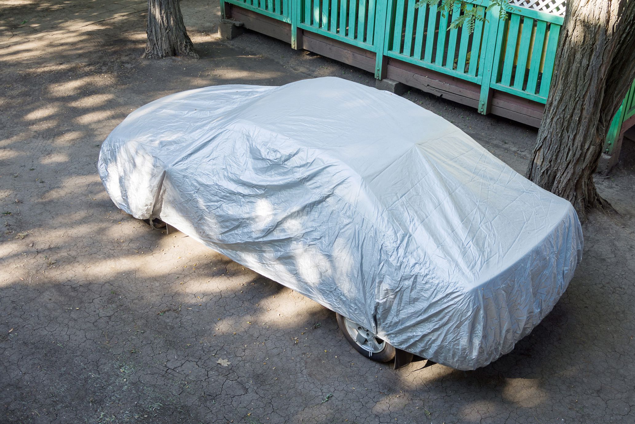 Car covered with car cover