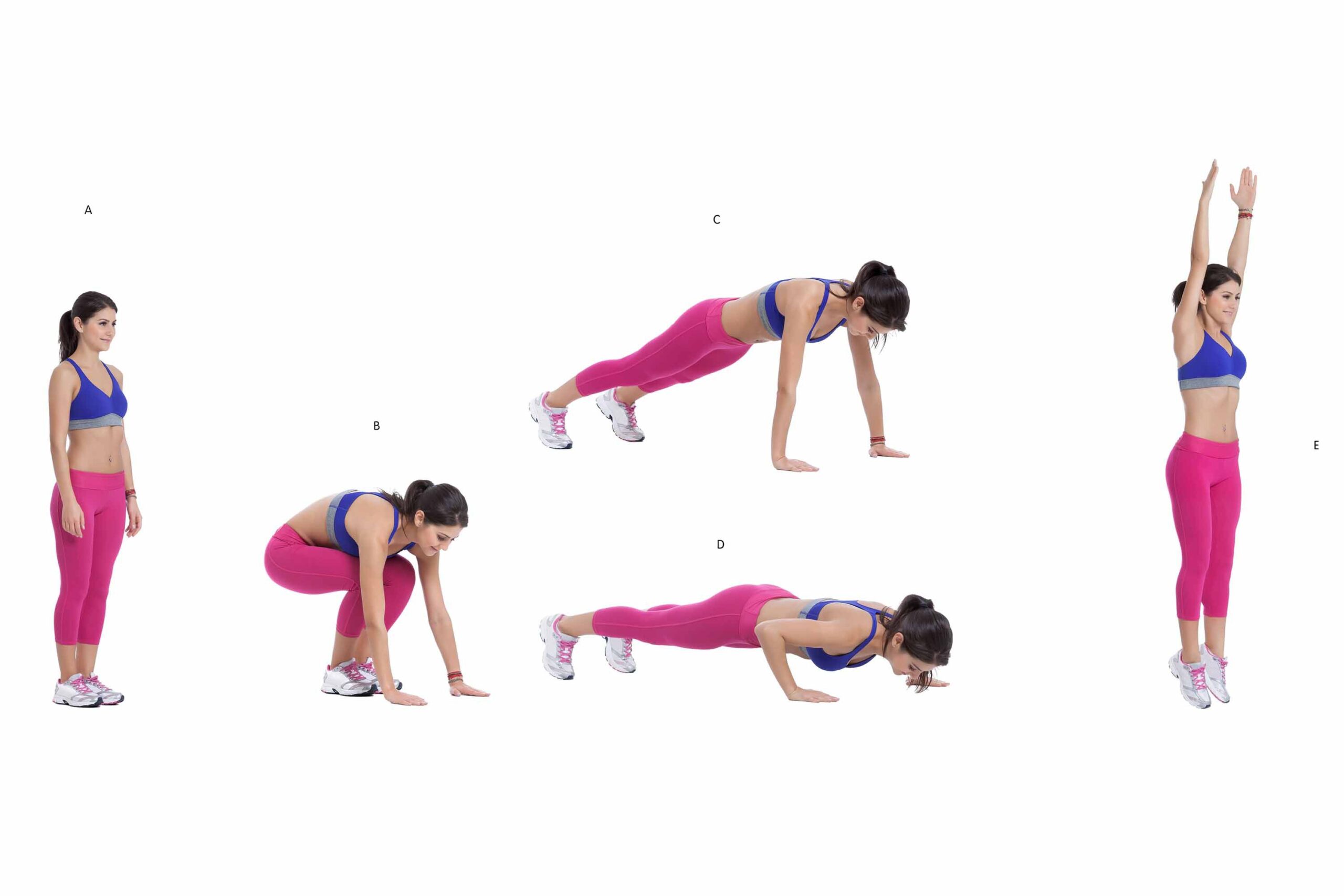 instructional photo of woman doing burpees