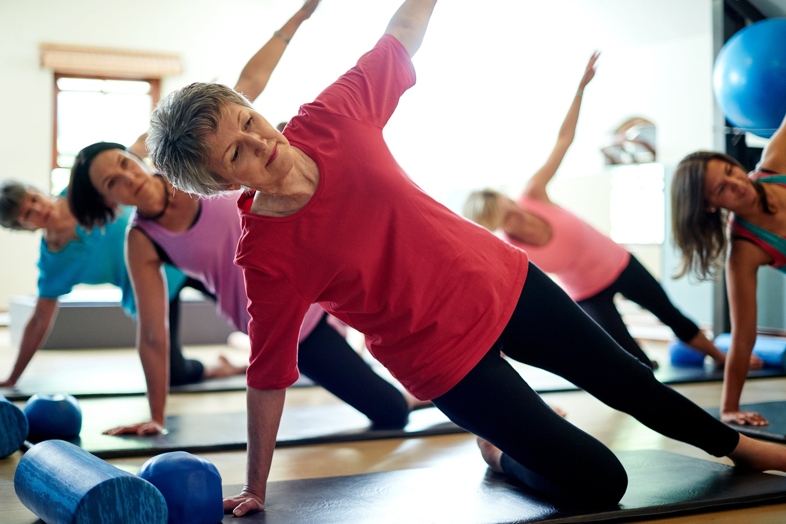 senior women doing pilates