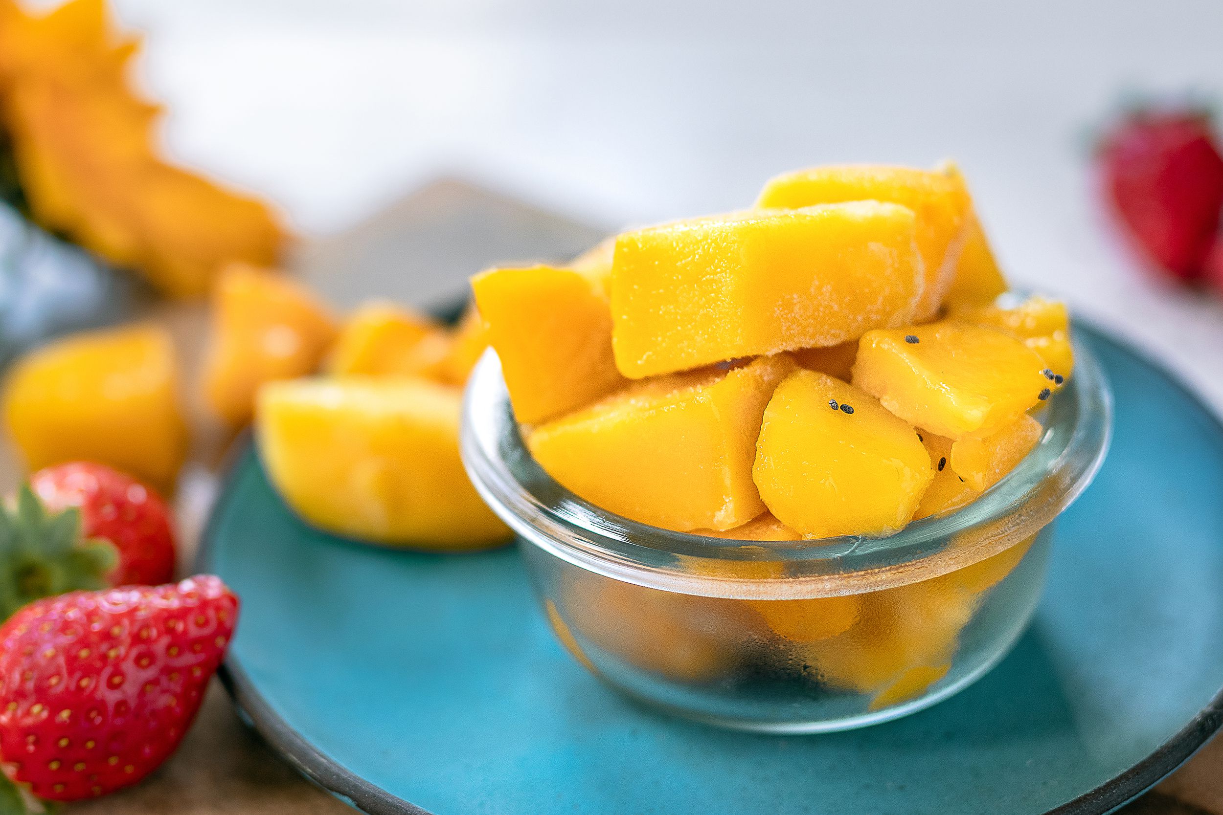 frozen mango in bowl