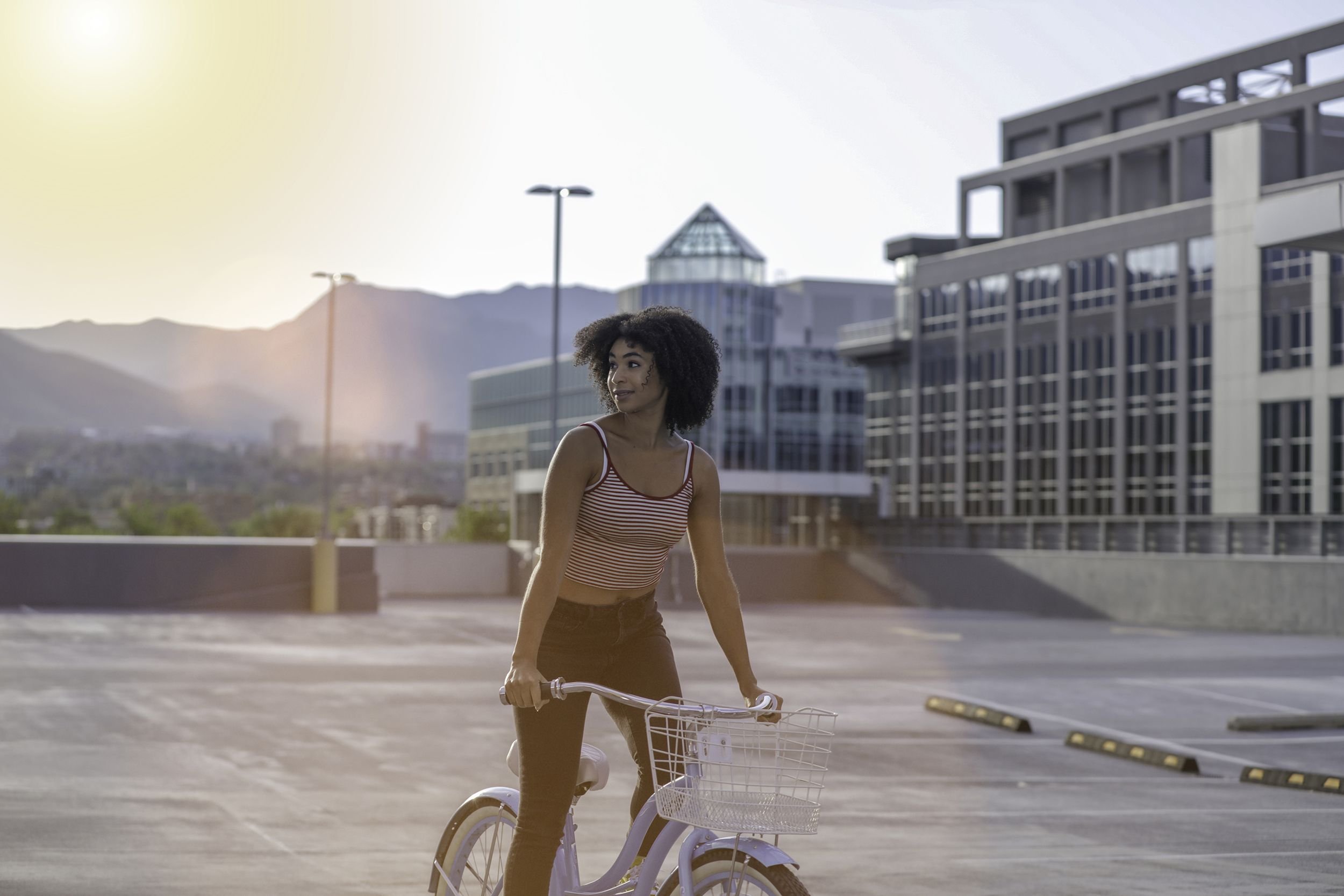 woman biking in Salt Lake City, Utah