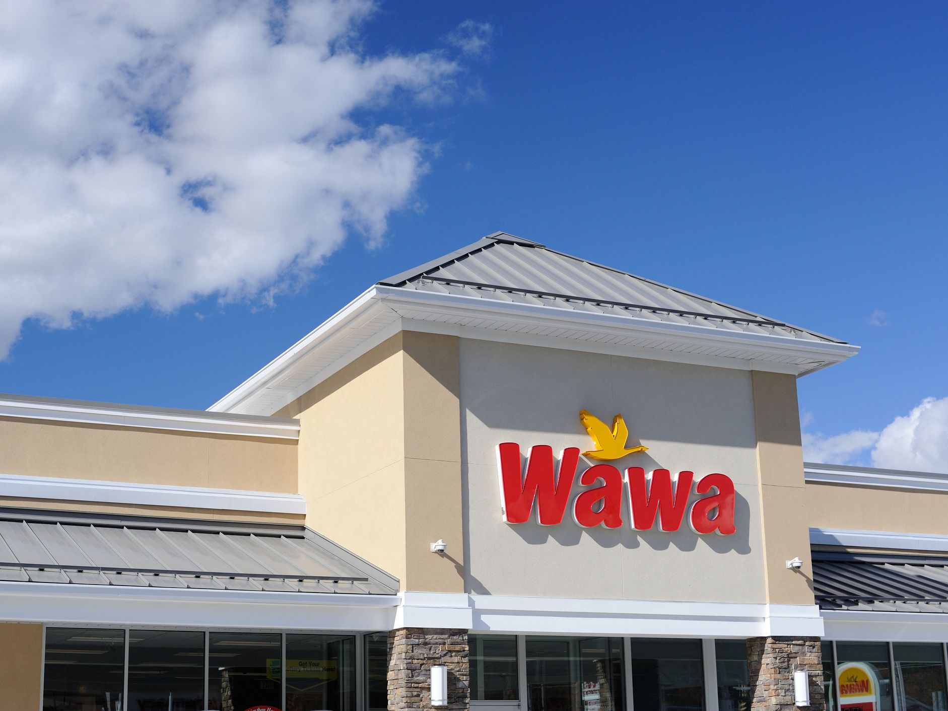 Facade of Wawa Store on Milford Rd in East Strousburg, Pennsylvania.