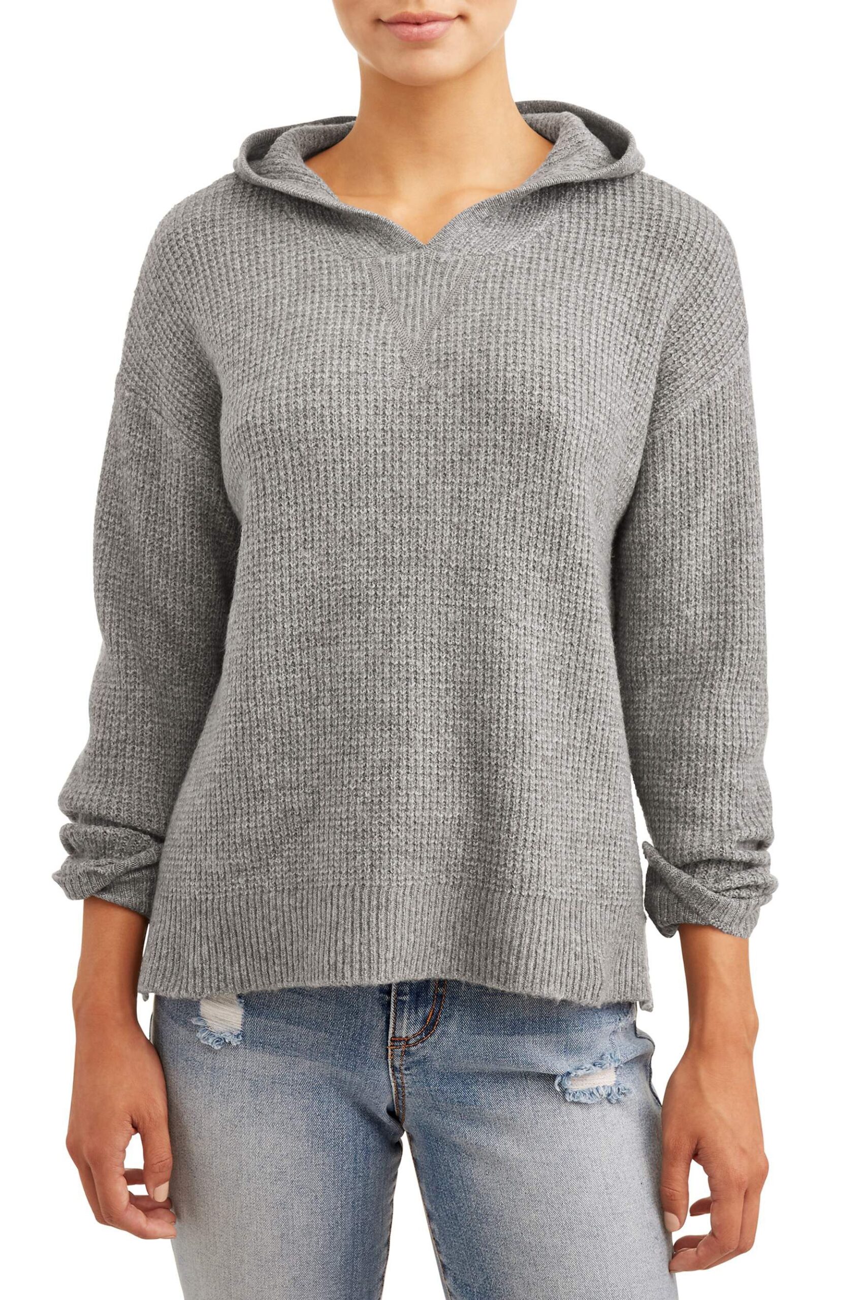 Time and Tru Women’s Waffle Hoodie Pullover