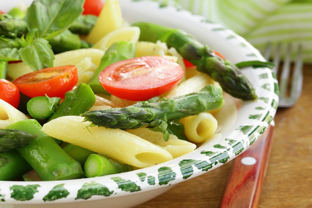 Penne Salad With Asparagus, Arugula, and Balsamic Vinaigrette