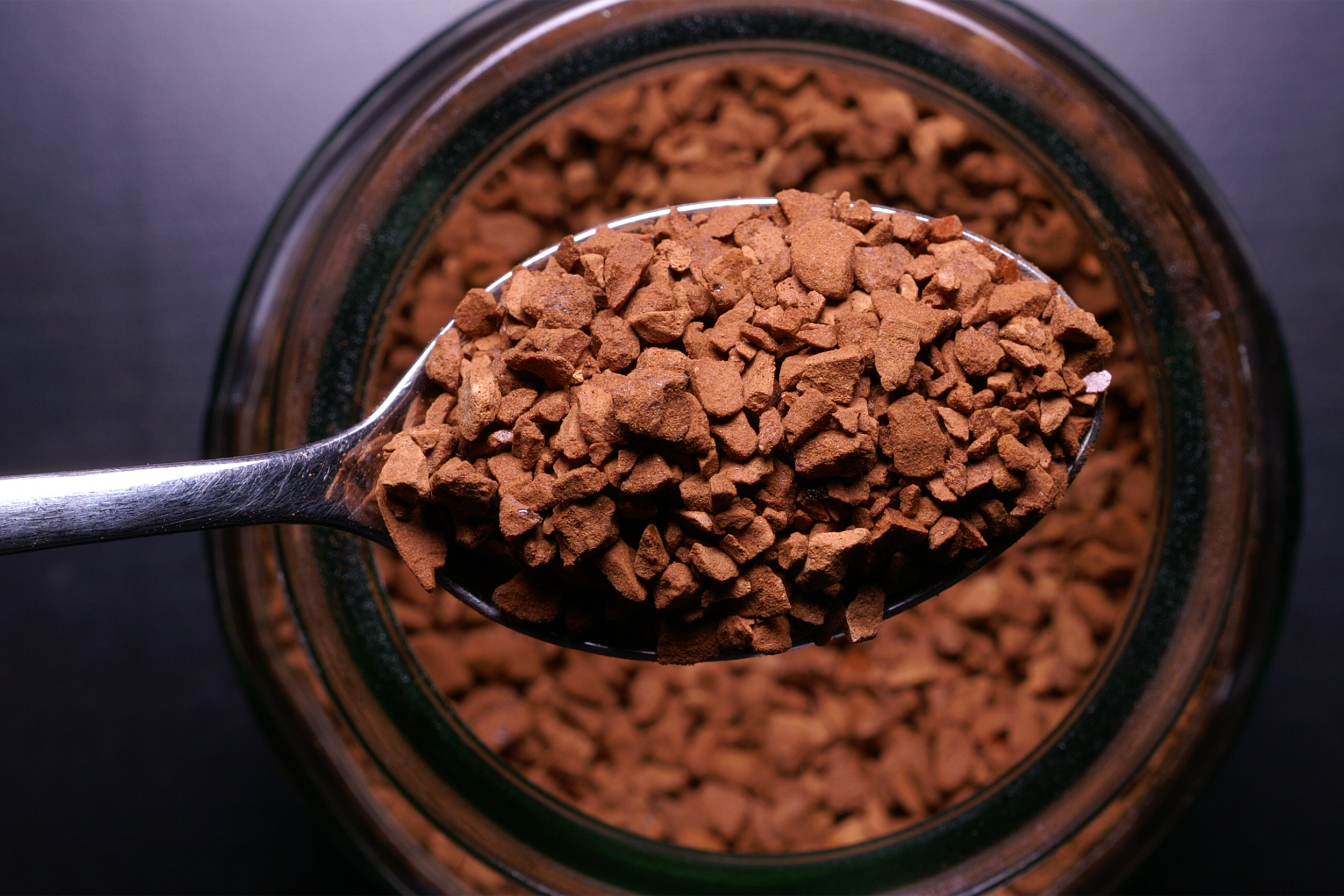 closeup of instant coffee granules