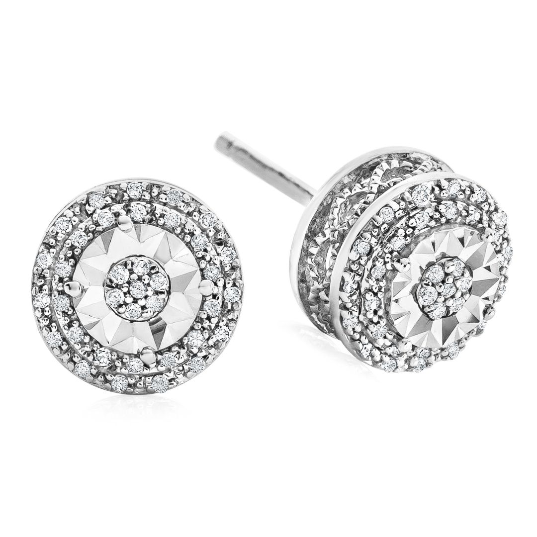 Double Halo Diamond Stud Earrings