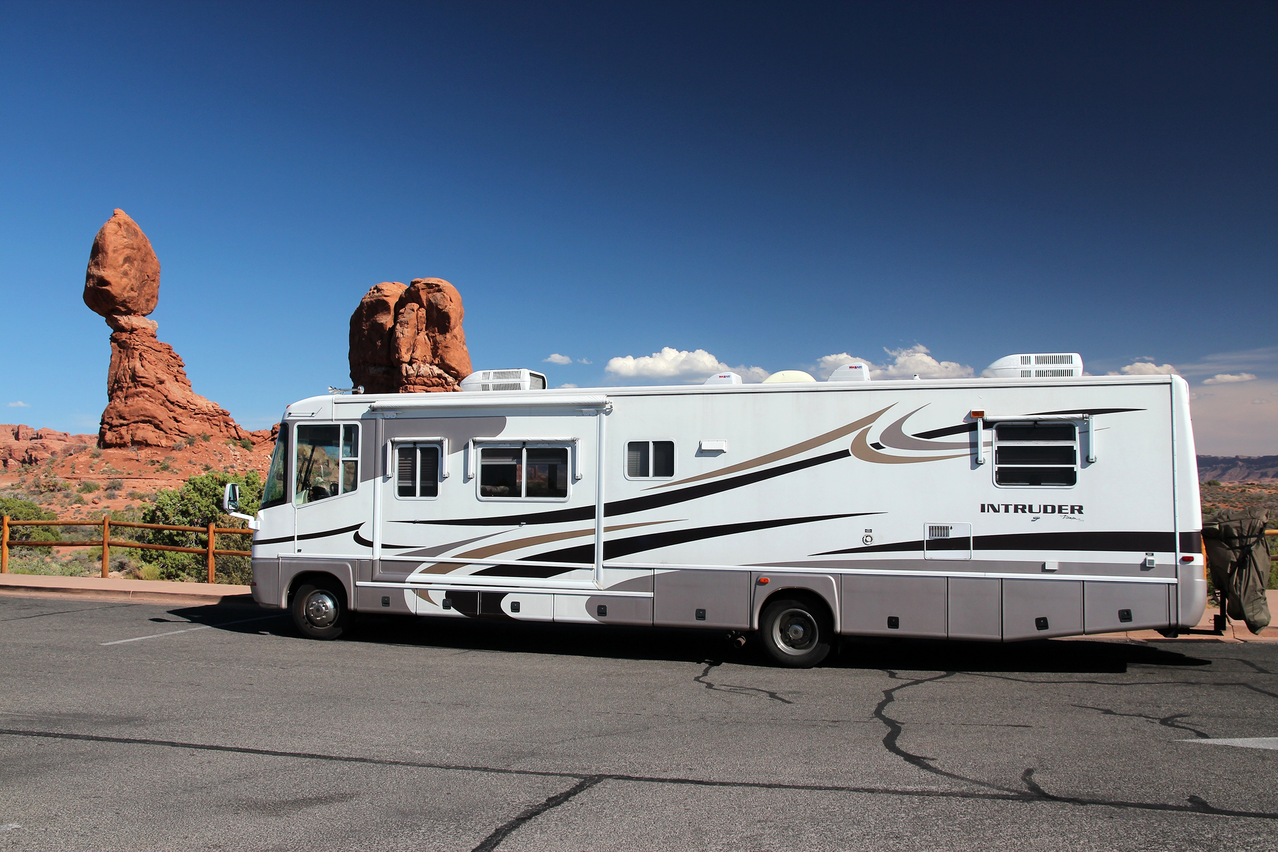 Large RV on the side of the road