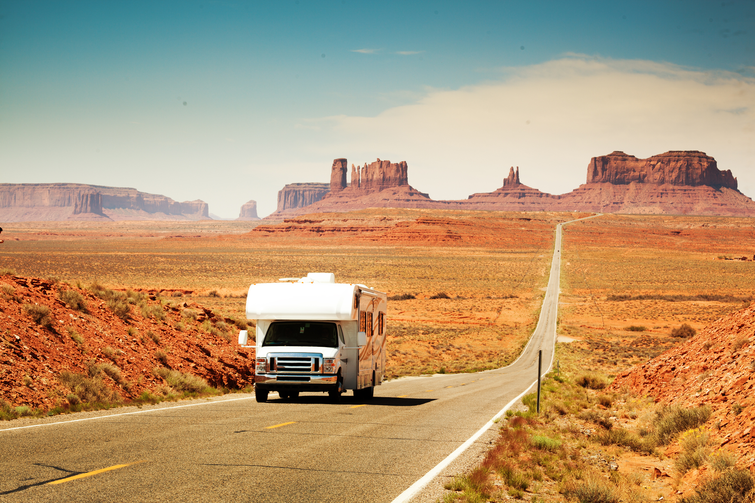 RV driving in the desert