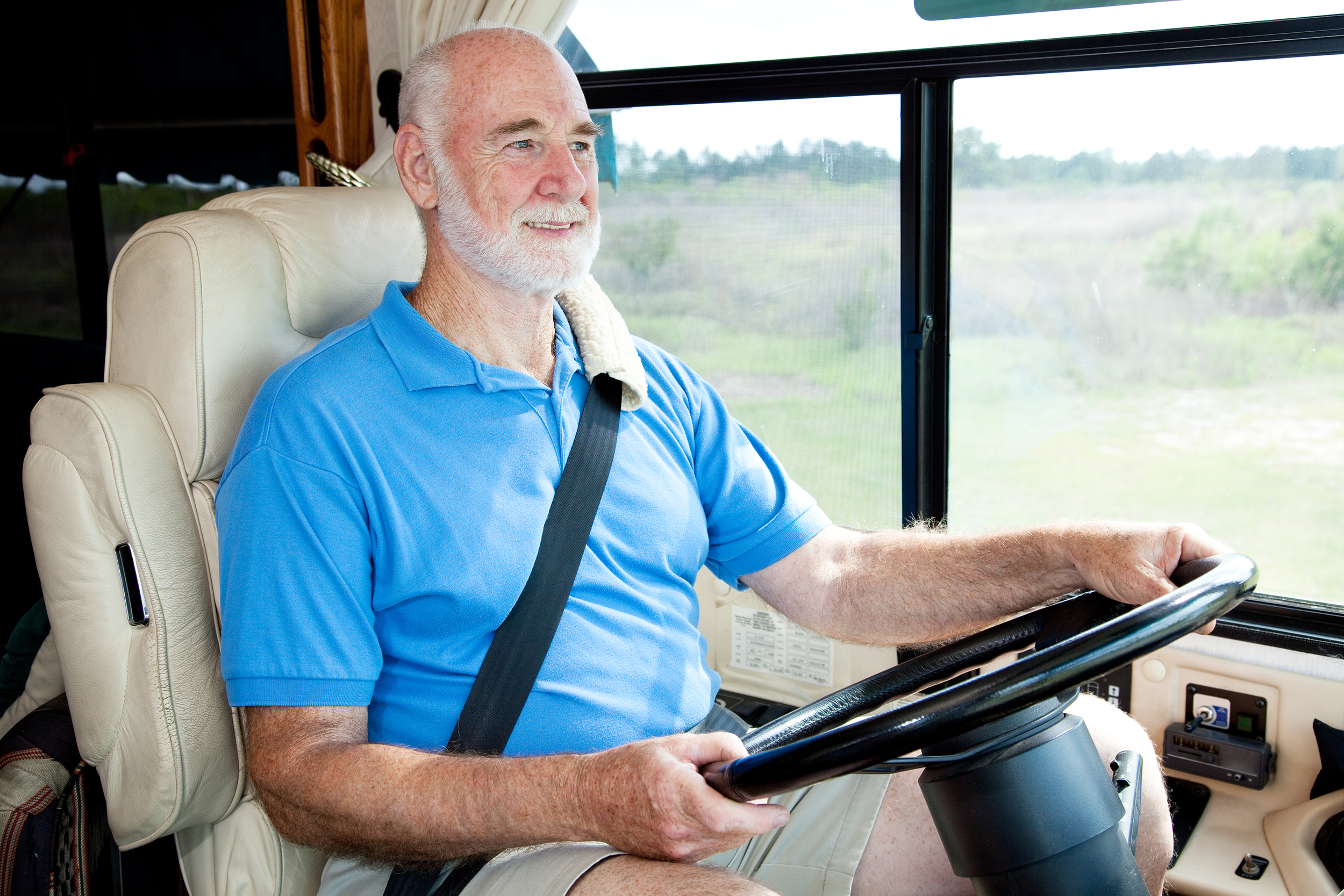 Senior man driving an RV
