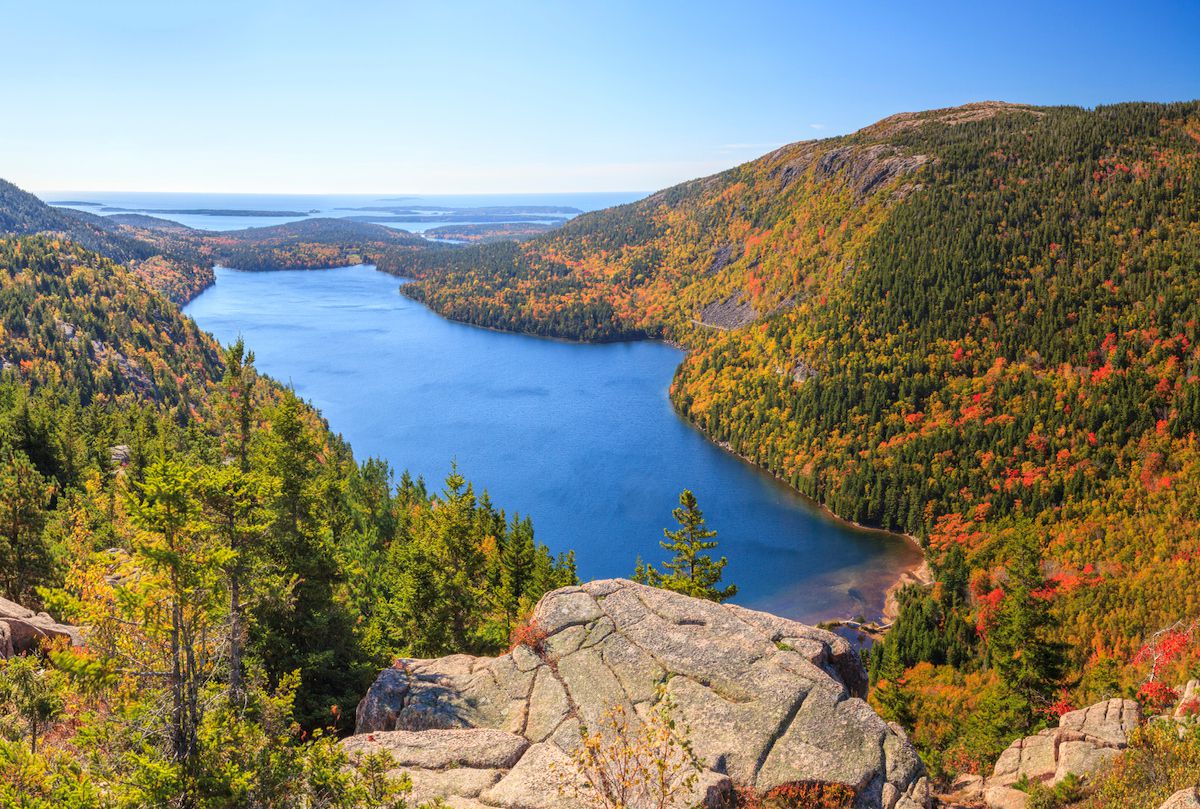 aerial shot of maine