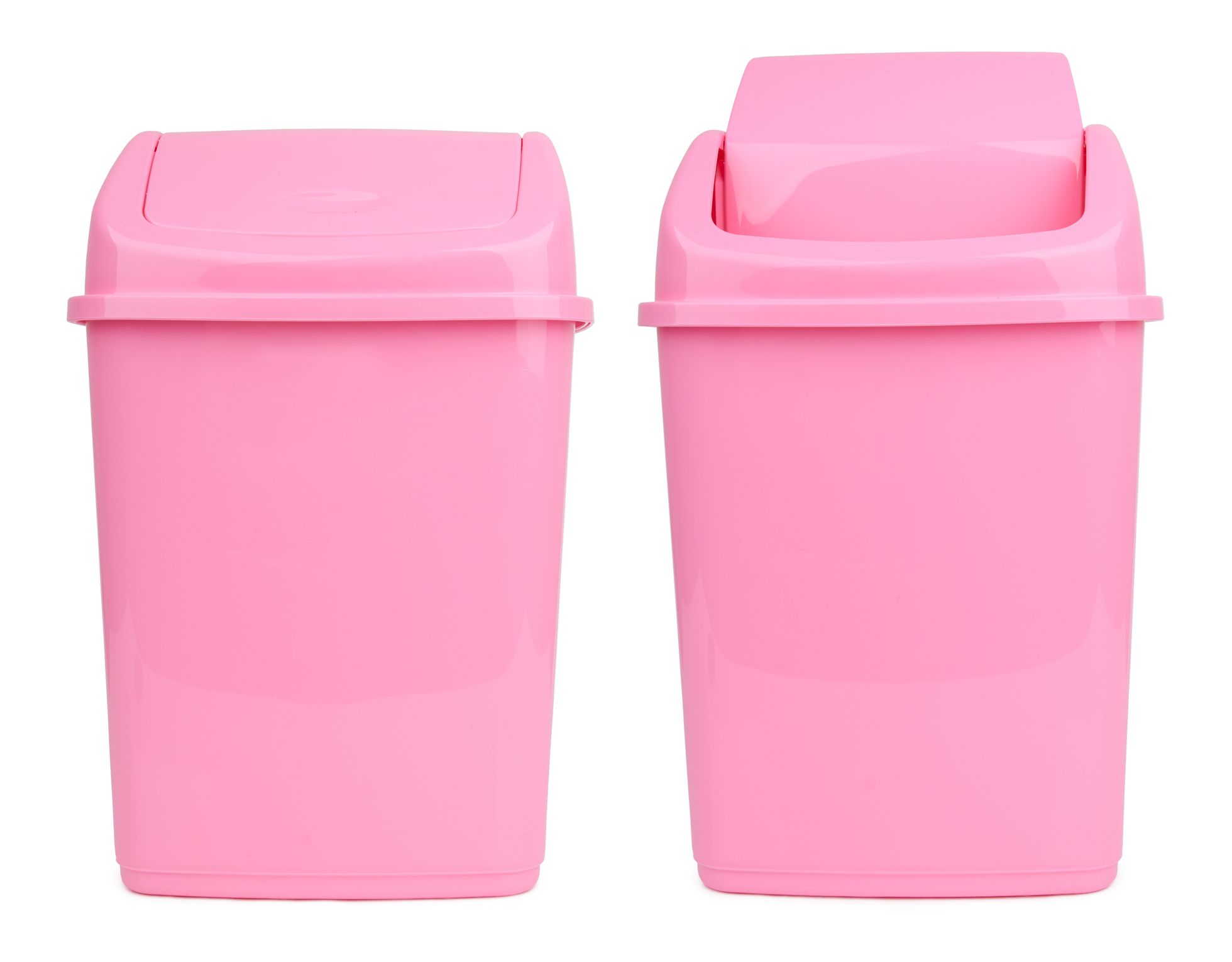 Pink office trashcan isolated on white background