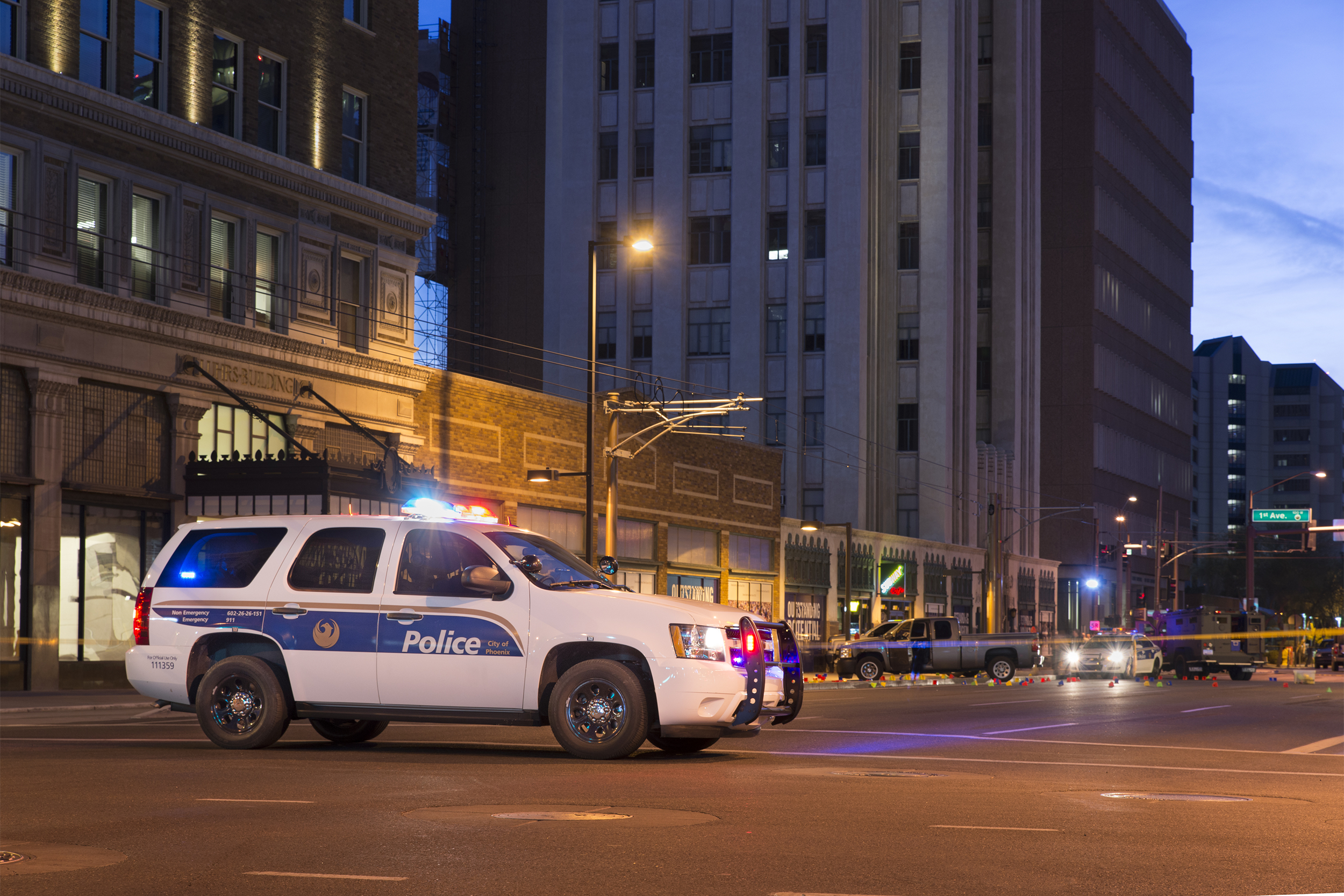 Phoenix police car downtown