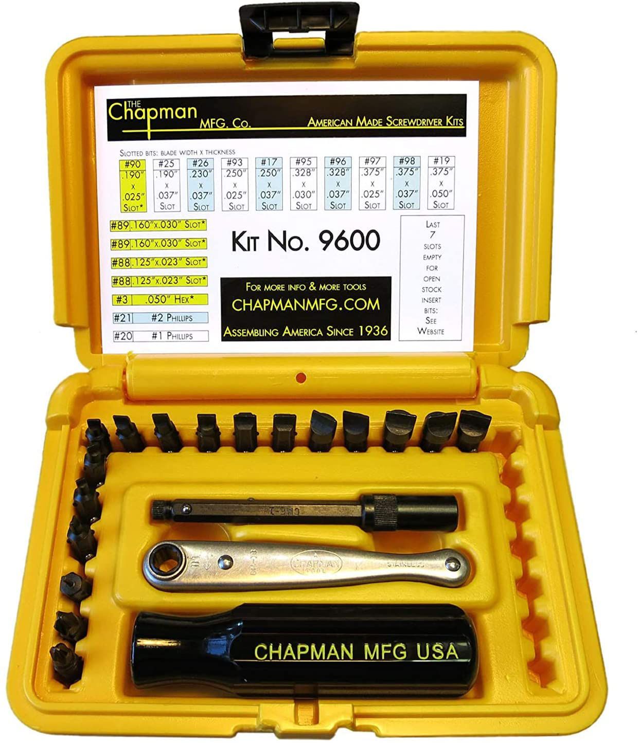 Chapman MFG 9600 Starter Slotted Screwdriver Set