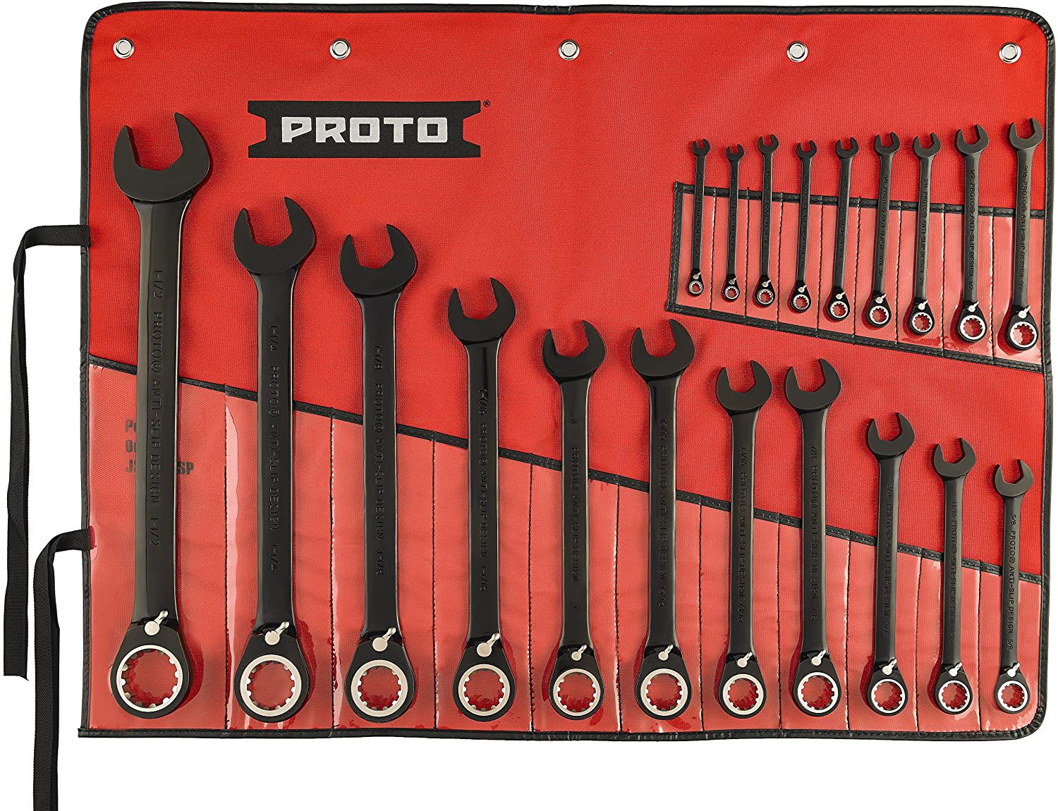 PROTO 20-Piece Black Chrome Reversible Combination Ratcheting Wrench
