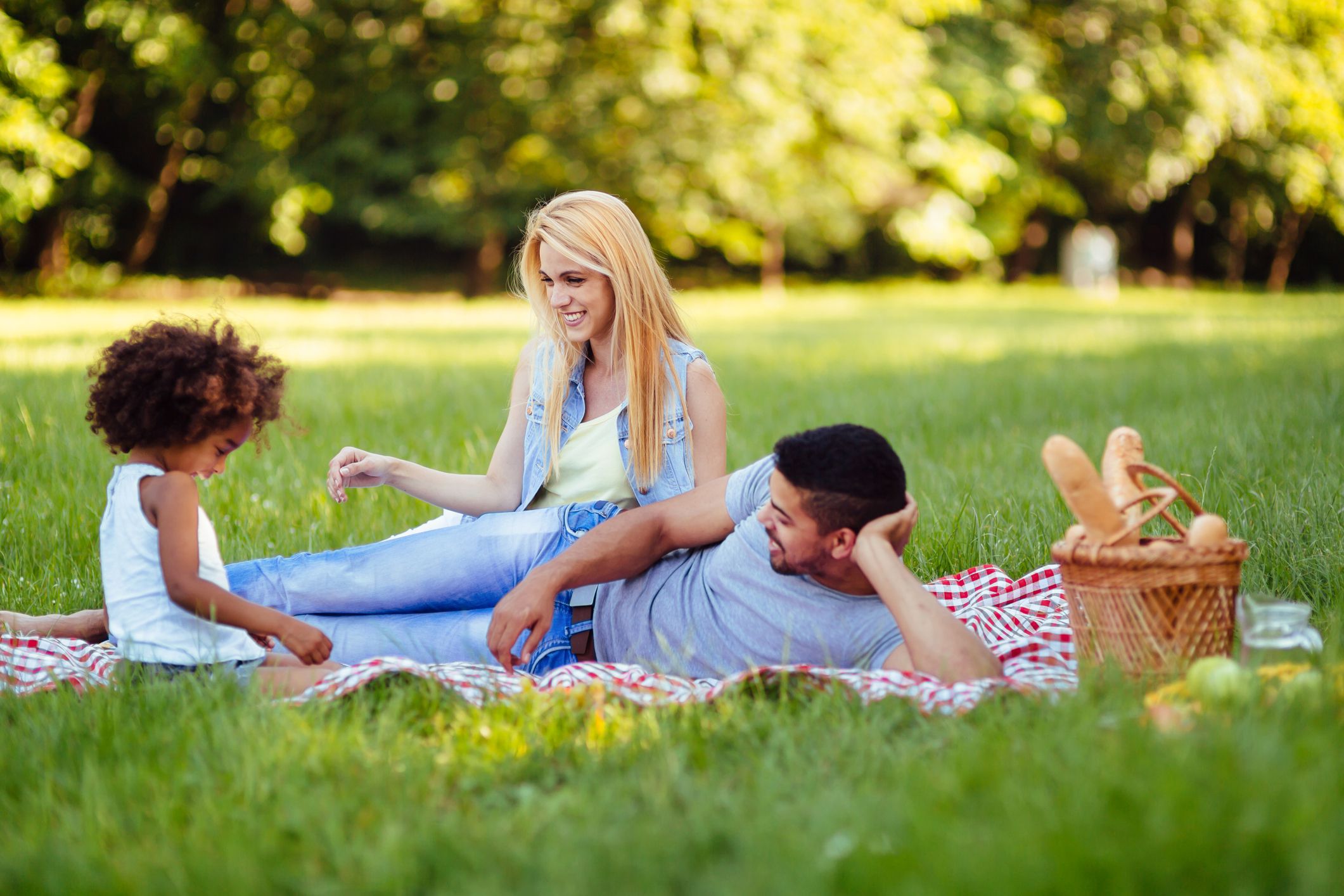 family enjoying picnic