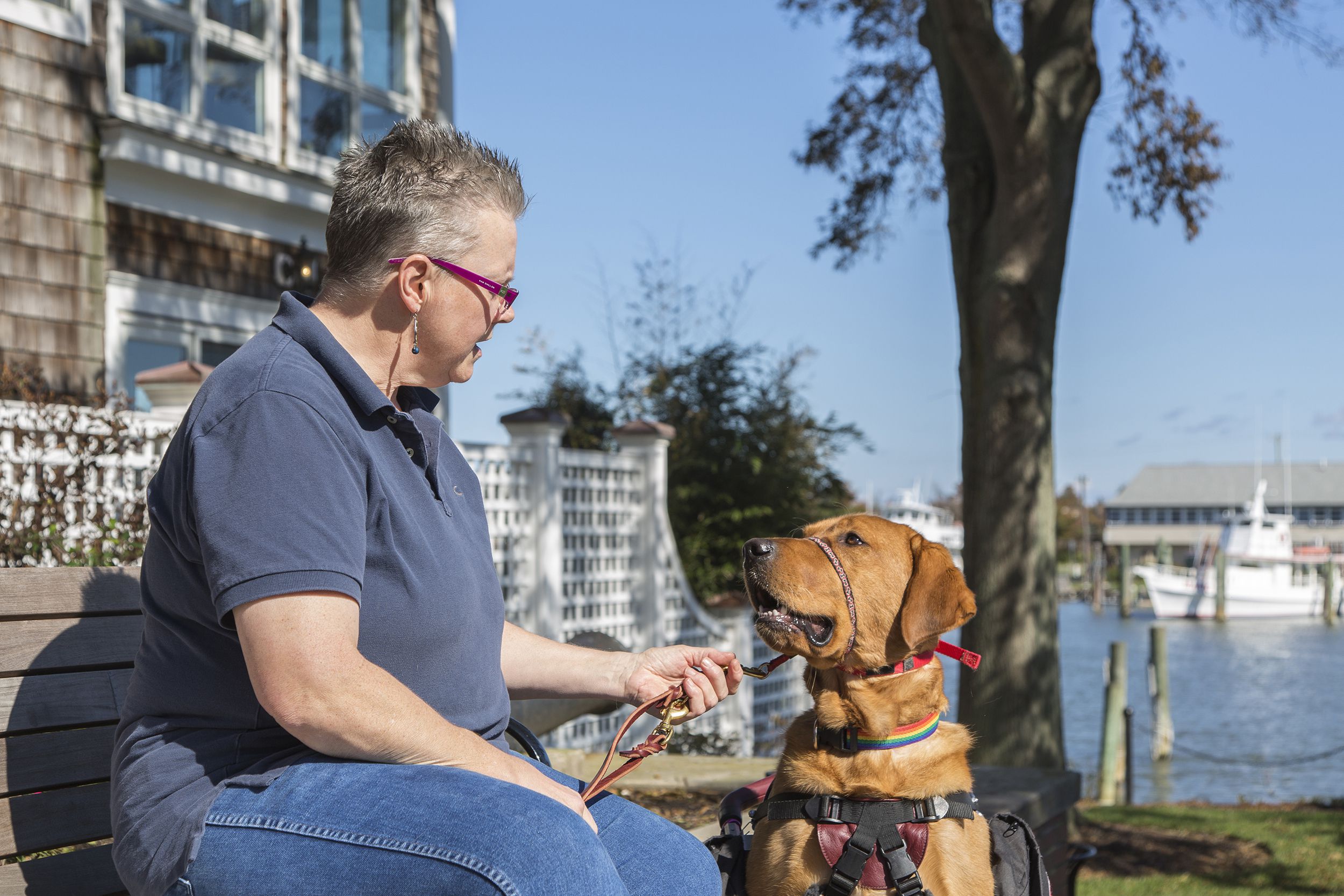 senior woman with service dog