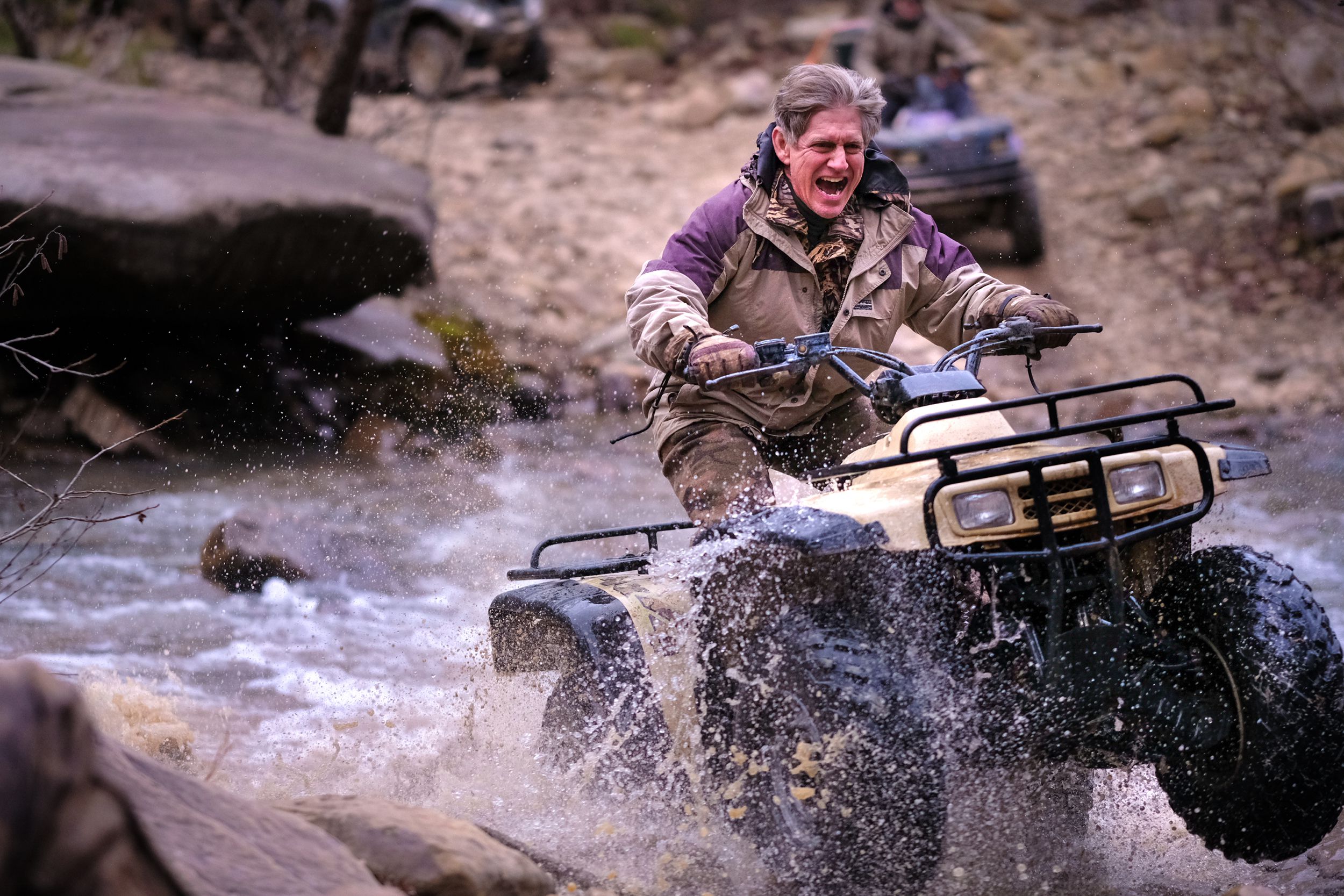 senior man on ATV on Mt. Magazine, Arkansas