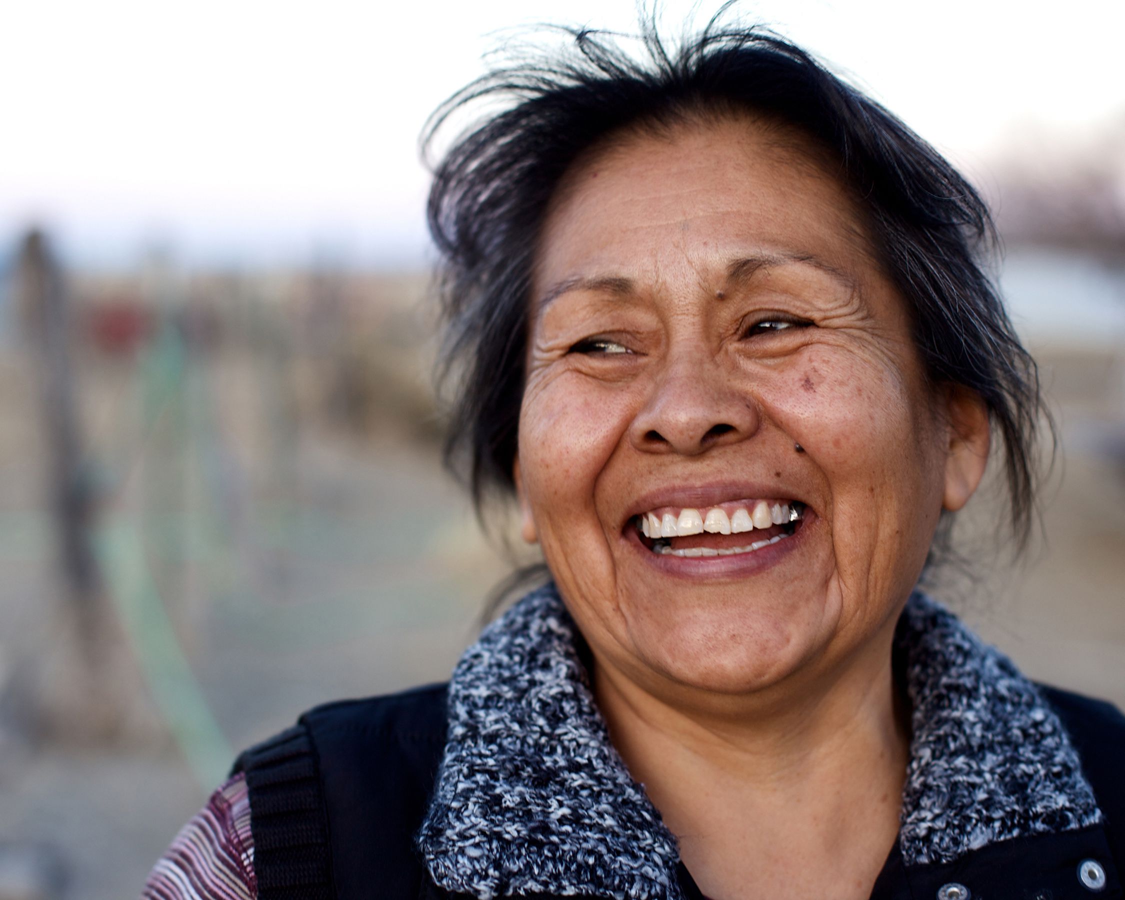Native American senior smiling