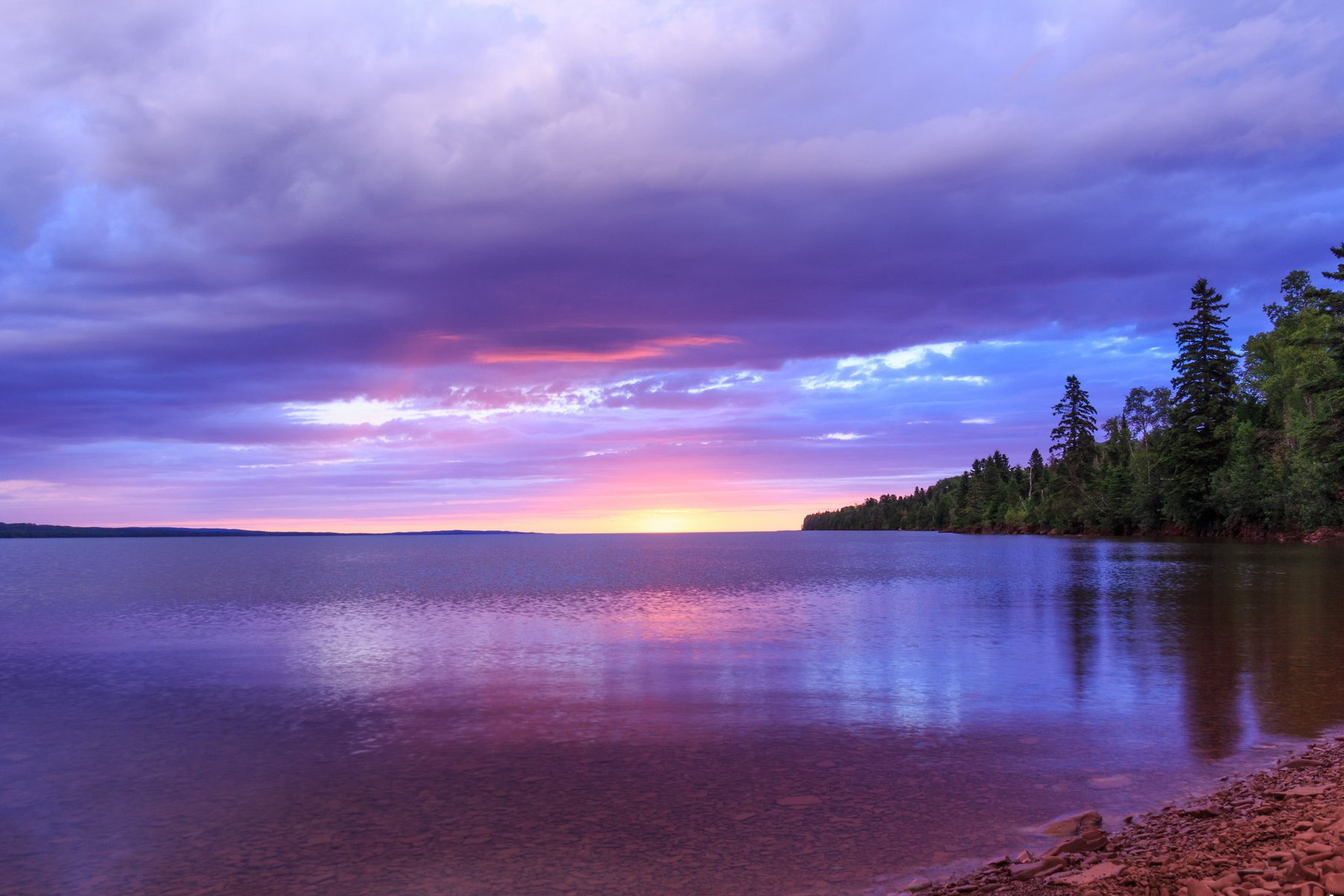 Sunset at Siskiwit lake