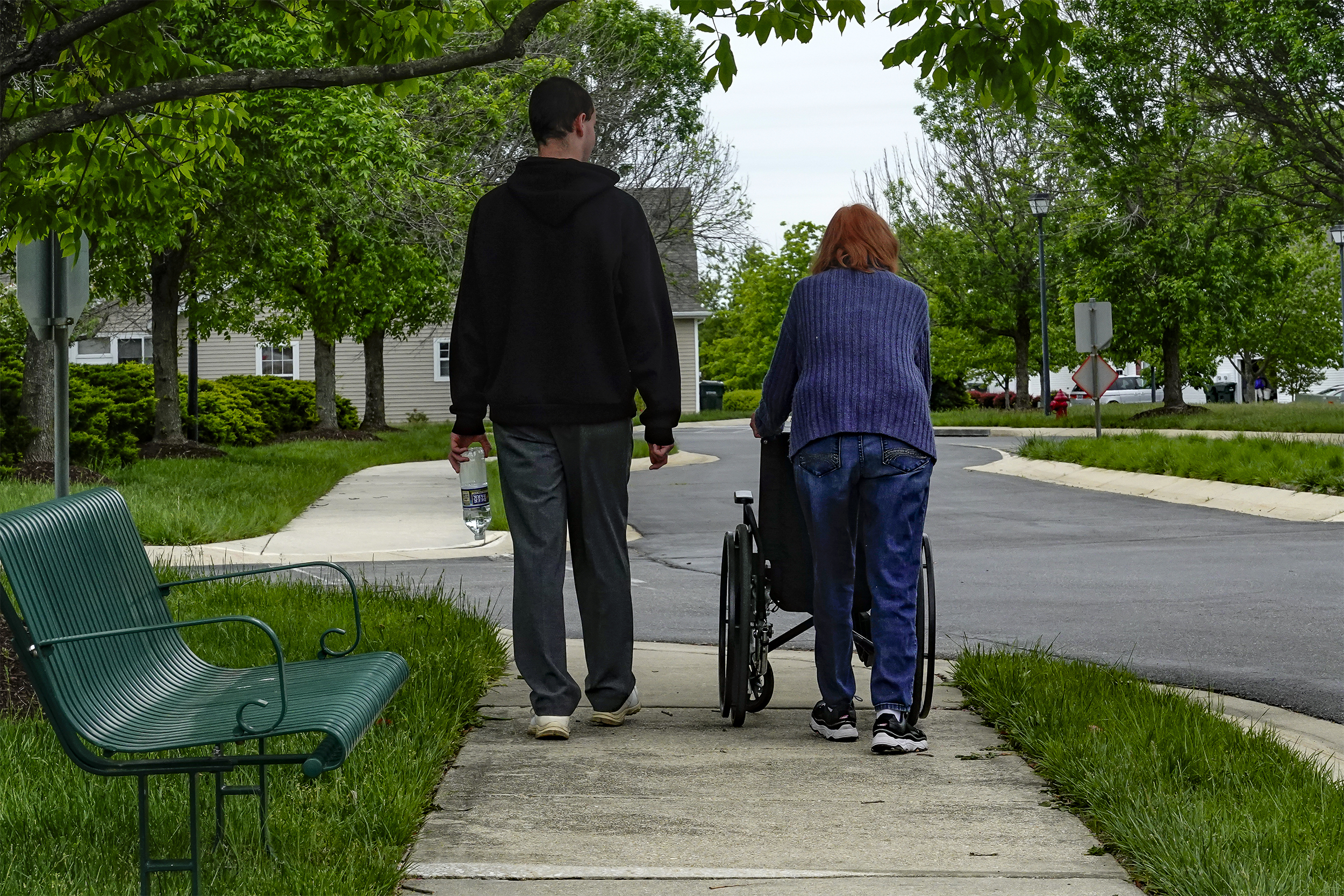 grandmother and grandson walking in Maryland