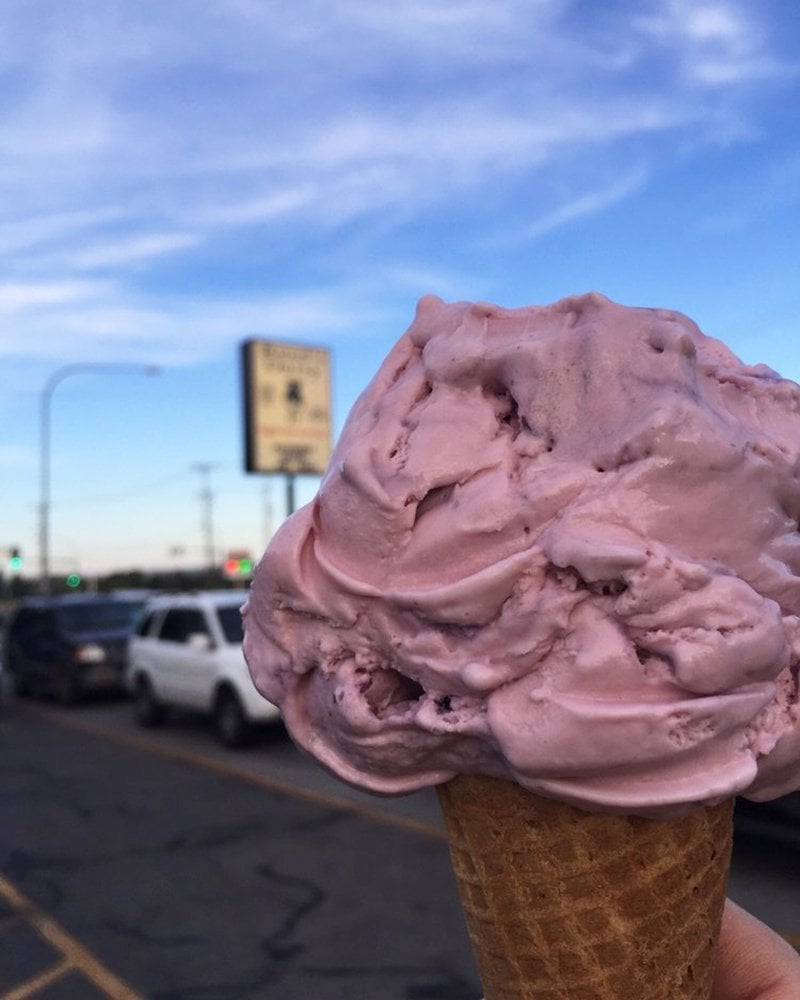 Huckleberry ice cream at Reed's Dairy in Idaho Falls, Idaho