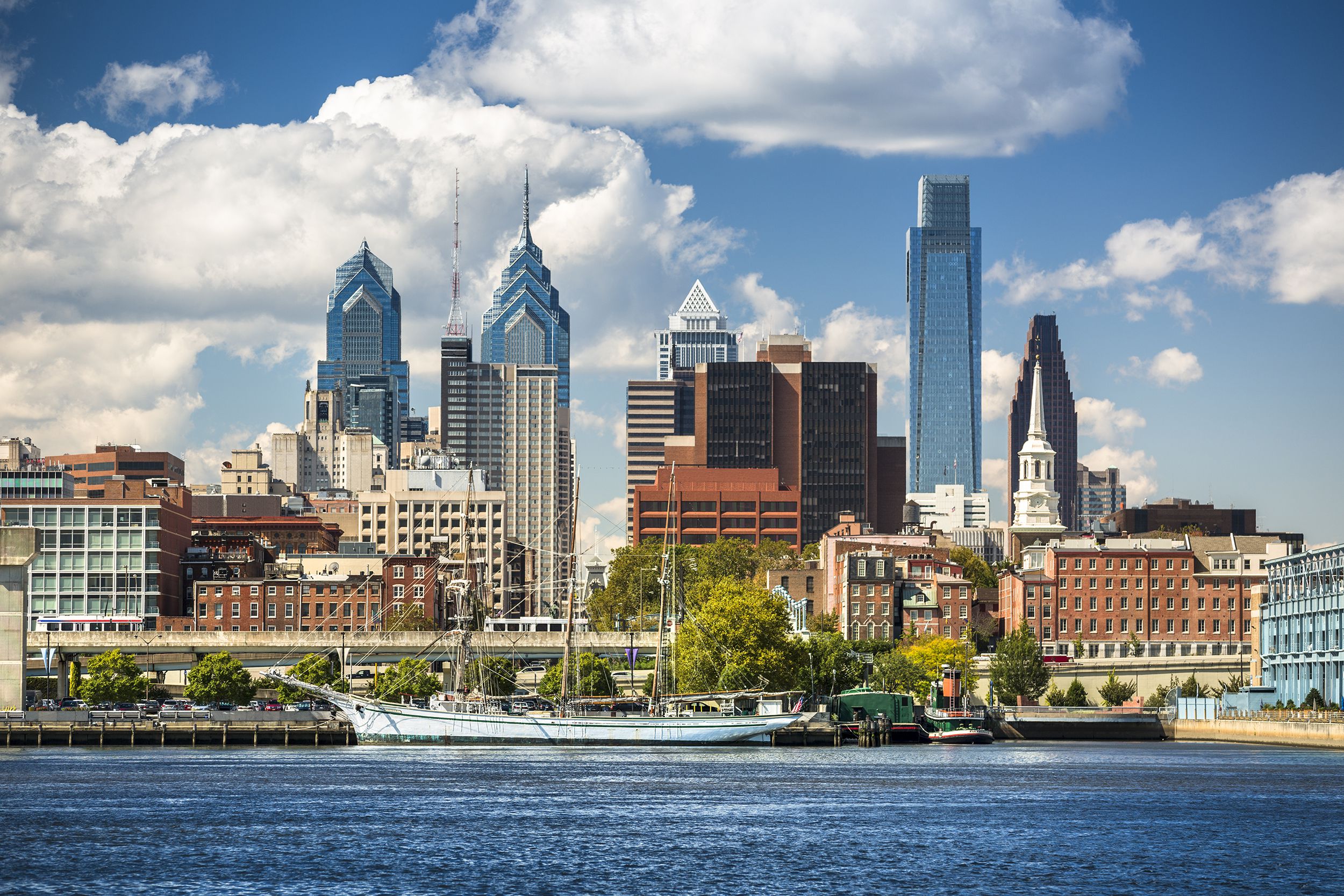 View from water of Philadelphia, PA