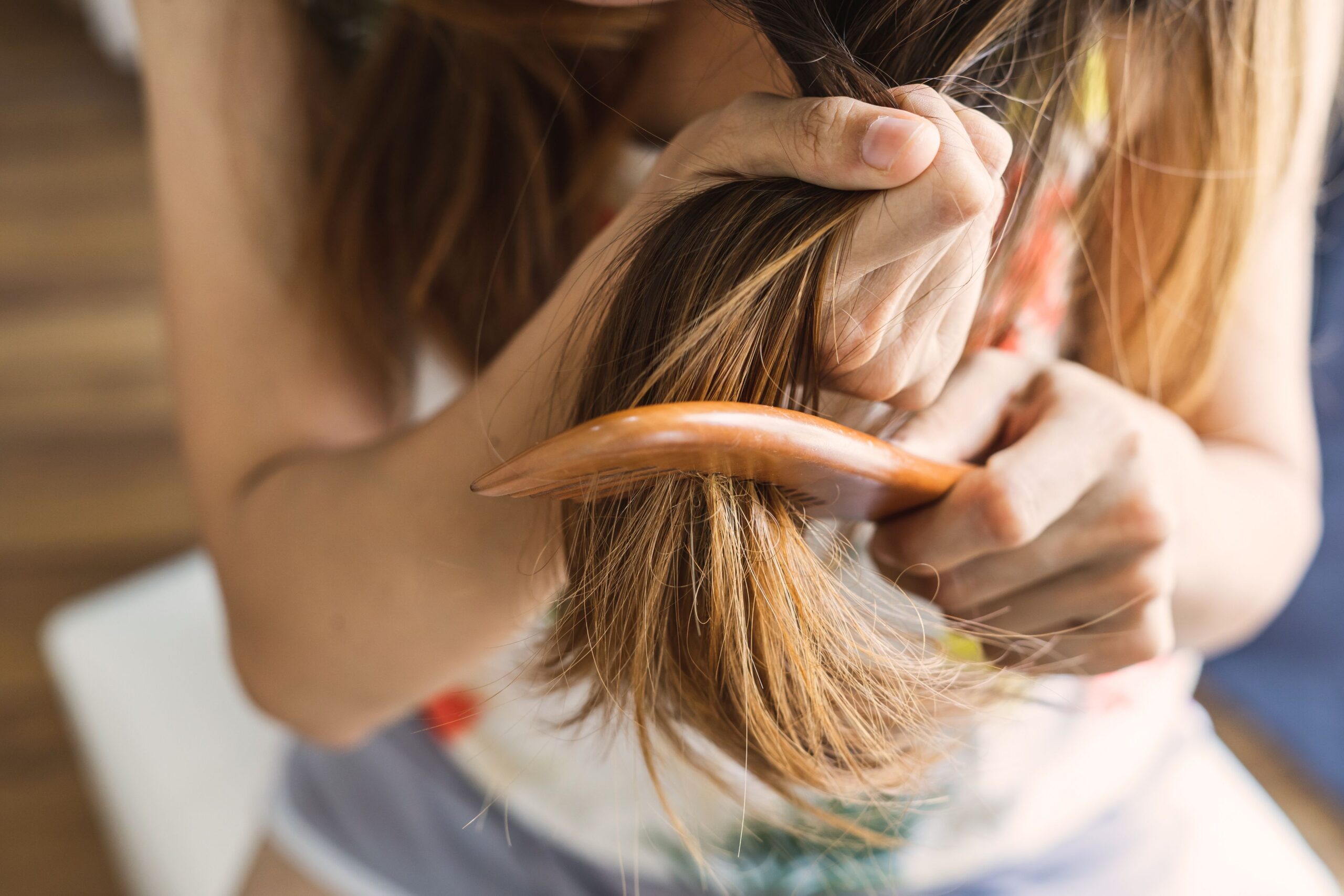 combing hair