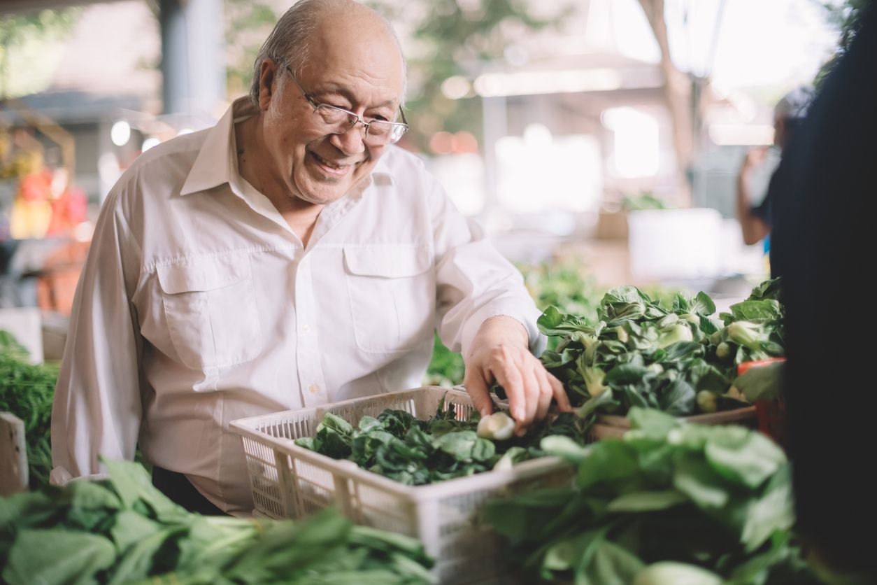senior at farmer's market
