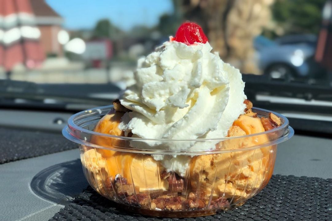 Pineapple ice cream at Austin's Homemade Ice Cream Grape in Kenova, West Virginia