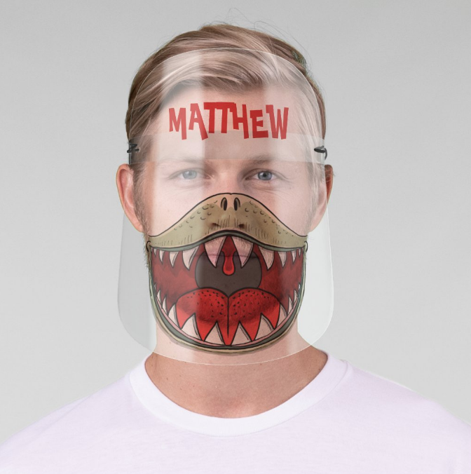 Personalized T-Rex Face Shield