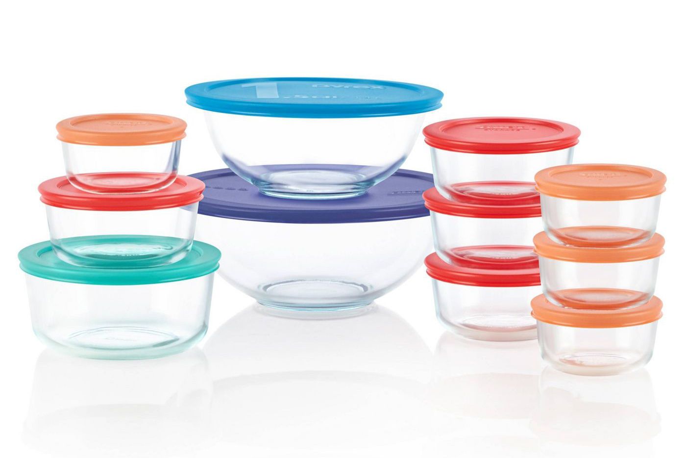 Pyrex 22-Piece Glass Mixing Bowl and Food Storage Set